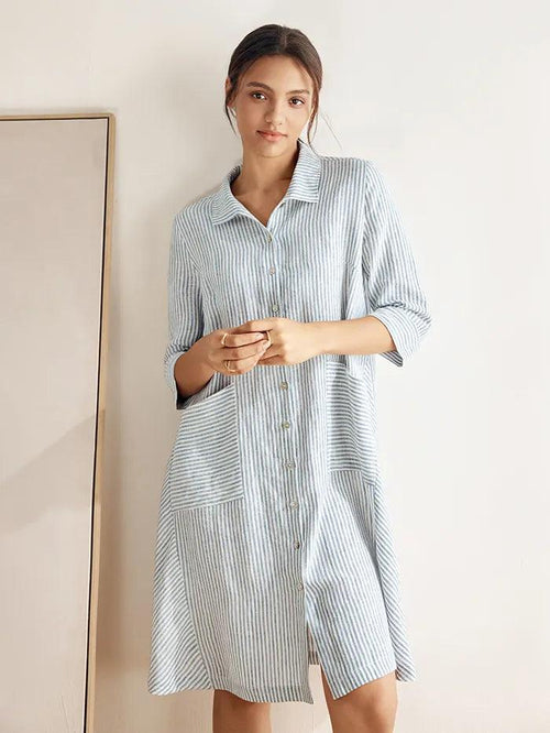 100% Linen Shirt Dress MADISON