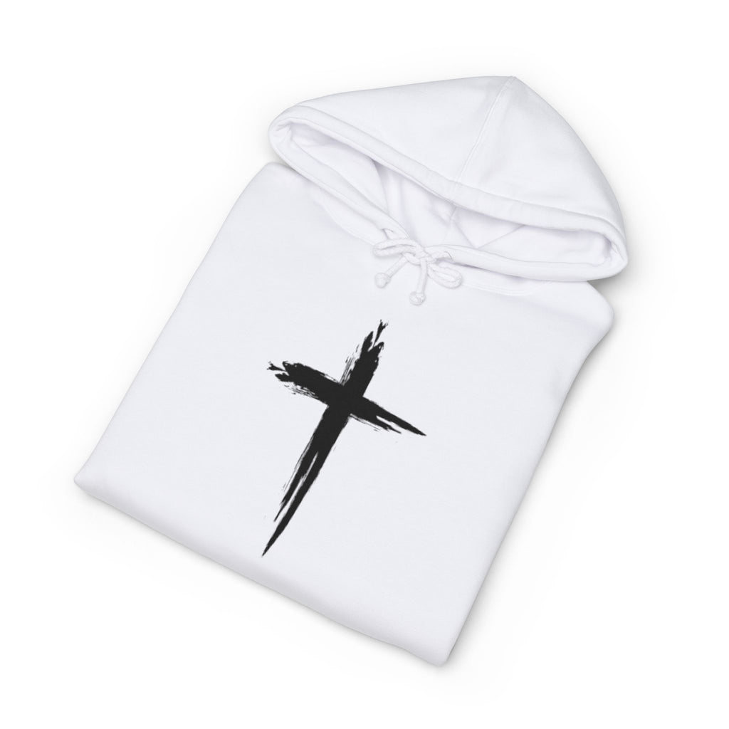 Christian Cross Hoodie - Minimal Brushstroke Cross Pullover