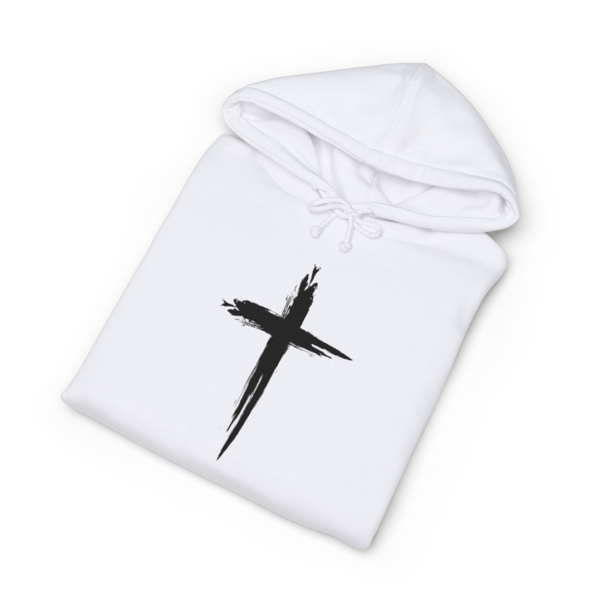 Christian Cross Hoodie - Minimal Brushstroke Cross Pullover