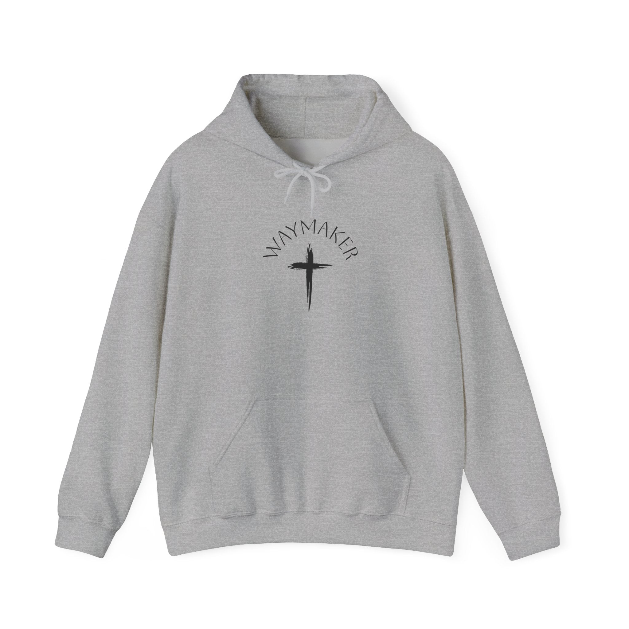 Faithmaker Cross Hoodie — Minimal Christian Graphic Sweatshirt