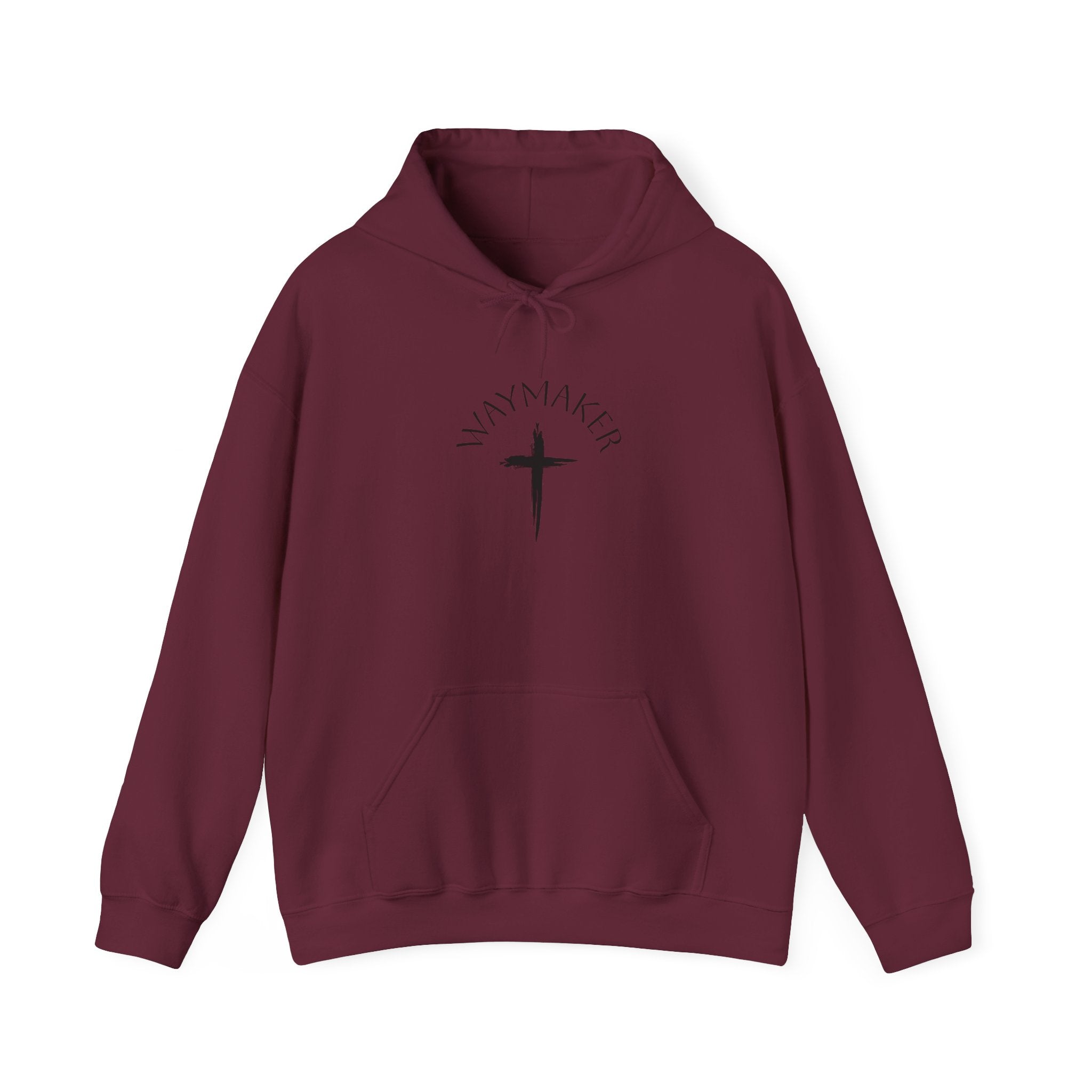 Faithmaker Cross Hoodie — Minimal Christian Graphic Sweatshirt