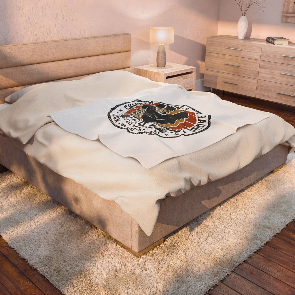 Chicken Raisin & Jesus Praising Velveteen Plush Blanket | Western Americana, Vintage Rodeo