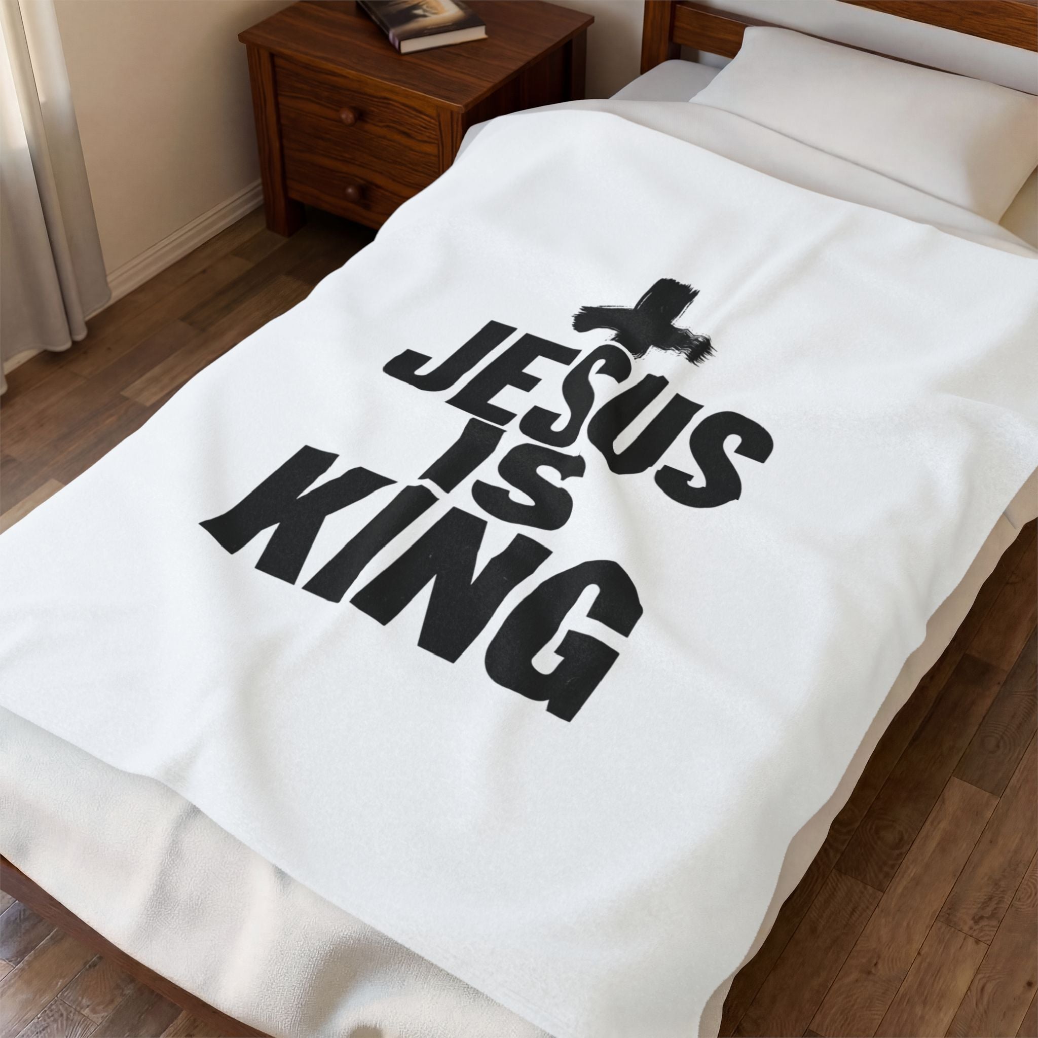 Jesus Is King Velveteen Plush Blanket | Christian Easter, Resurrection Scripture