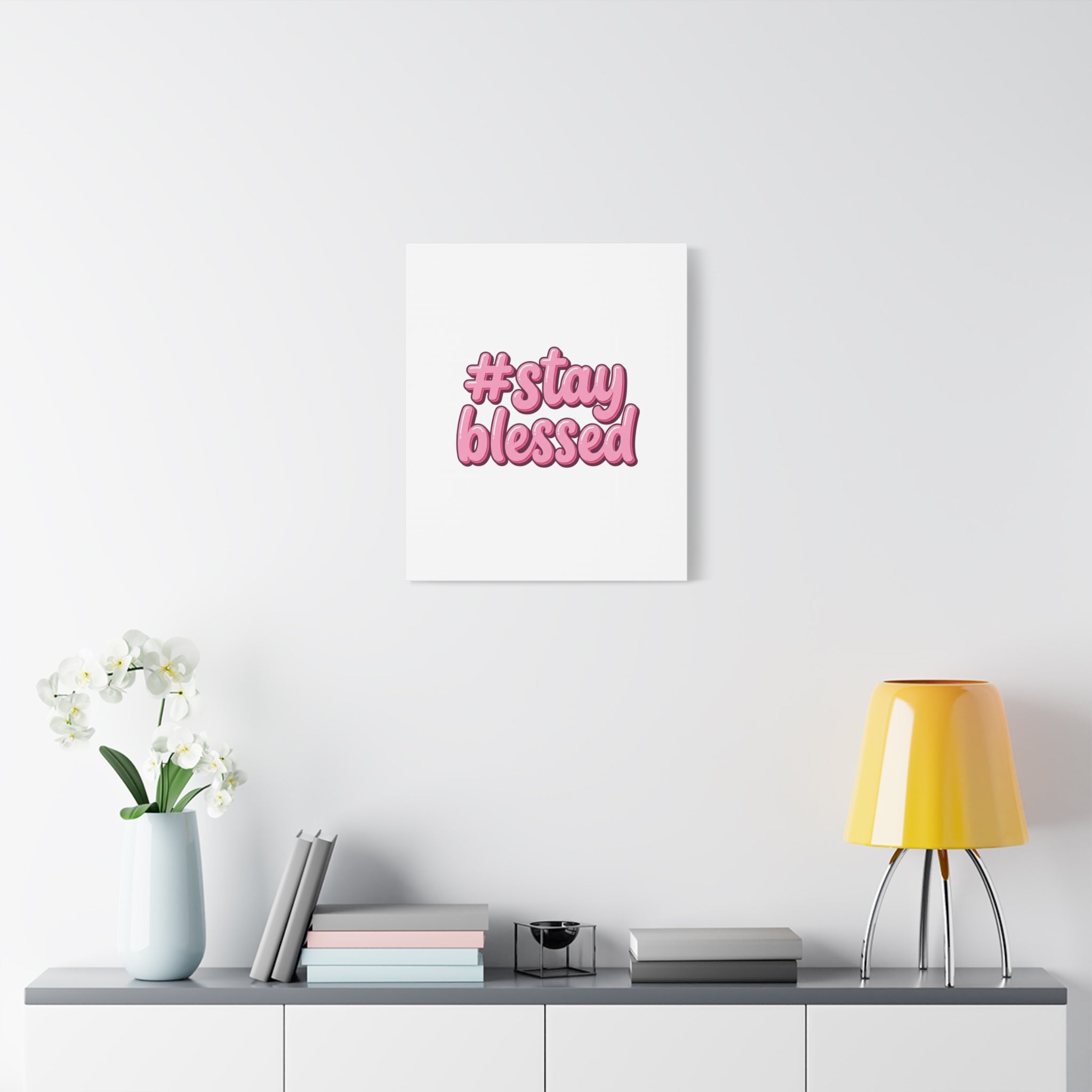 Stay Blessed Canvas, Christian Easter Scripture Wall Art | Pastel Faith Decor