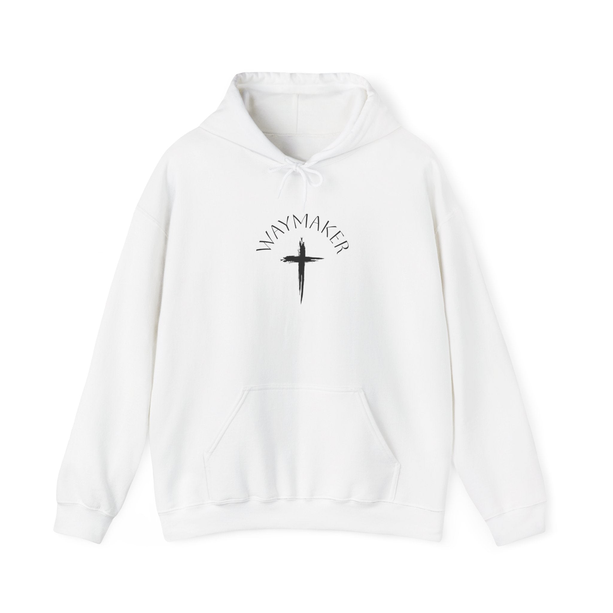 Faithmaker Cross Hoodie — Minimal Christian Graphic Sweatshirt