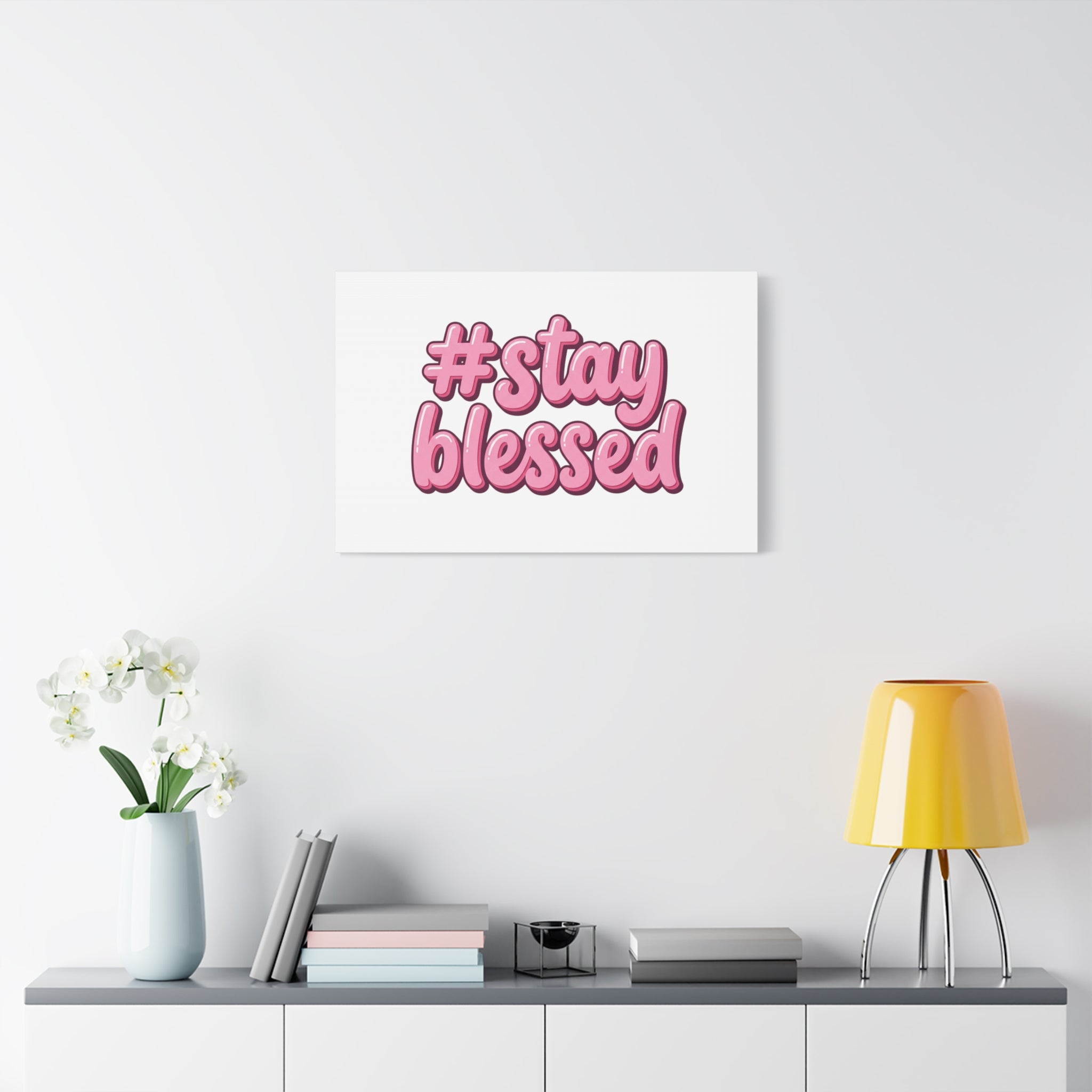 Stay Blessed Canvas, Christian Easter Scripture Wall Art | Pastel Faith Decor