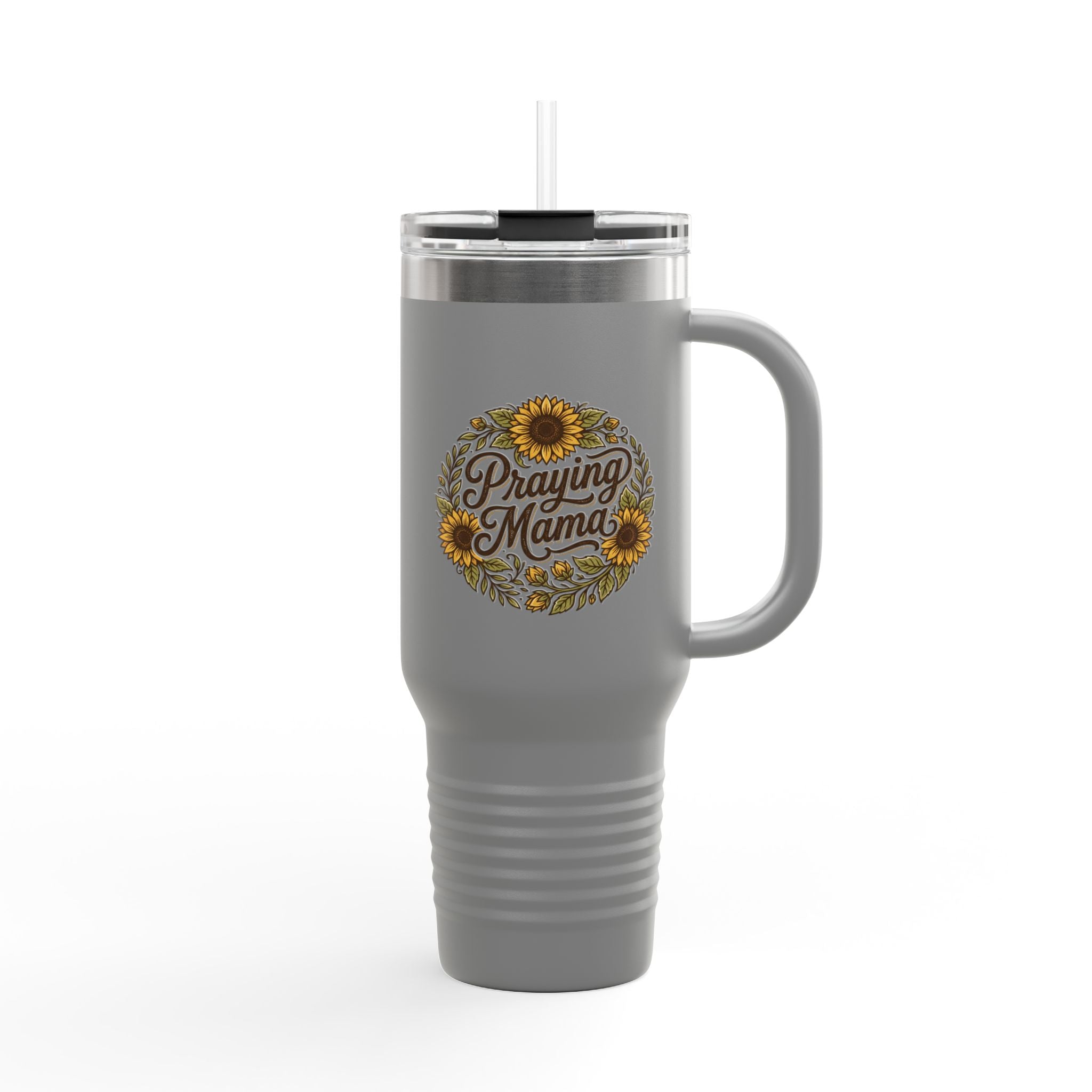 Praying Mama 40oz Insulated Travel Mug with Sunflower Design