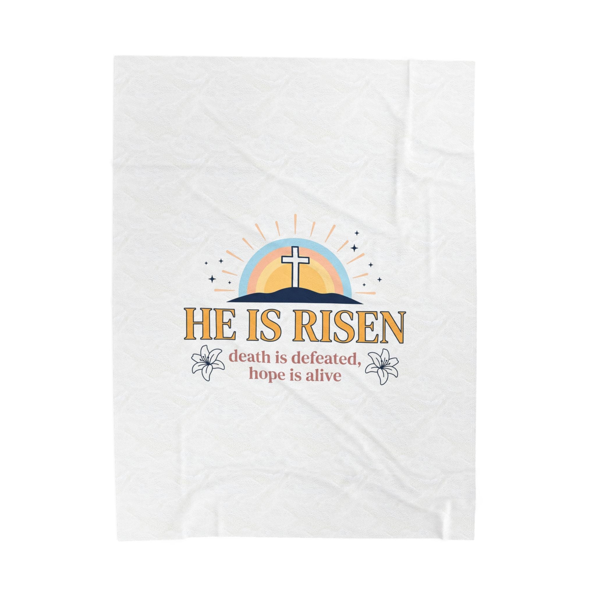 He Is Risen Velveteen Plush Blanket | Christian Easter, Resurrection