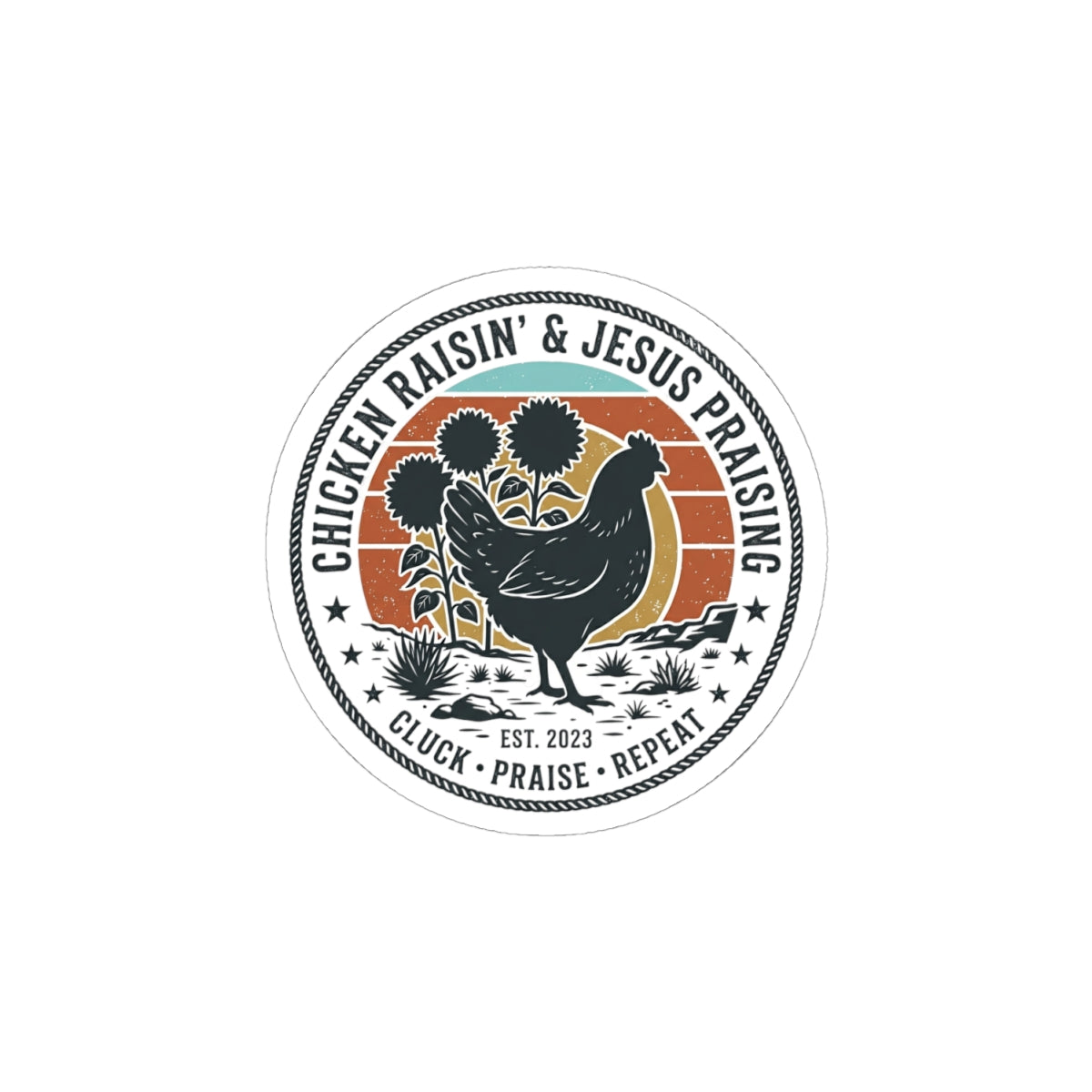 Chicken Raisin & Jesus Praisin Sticker | Western Americana, Vintage Ranch