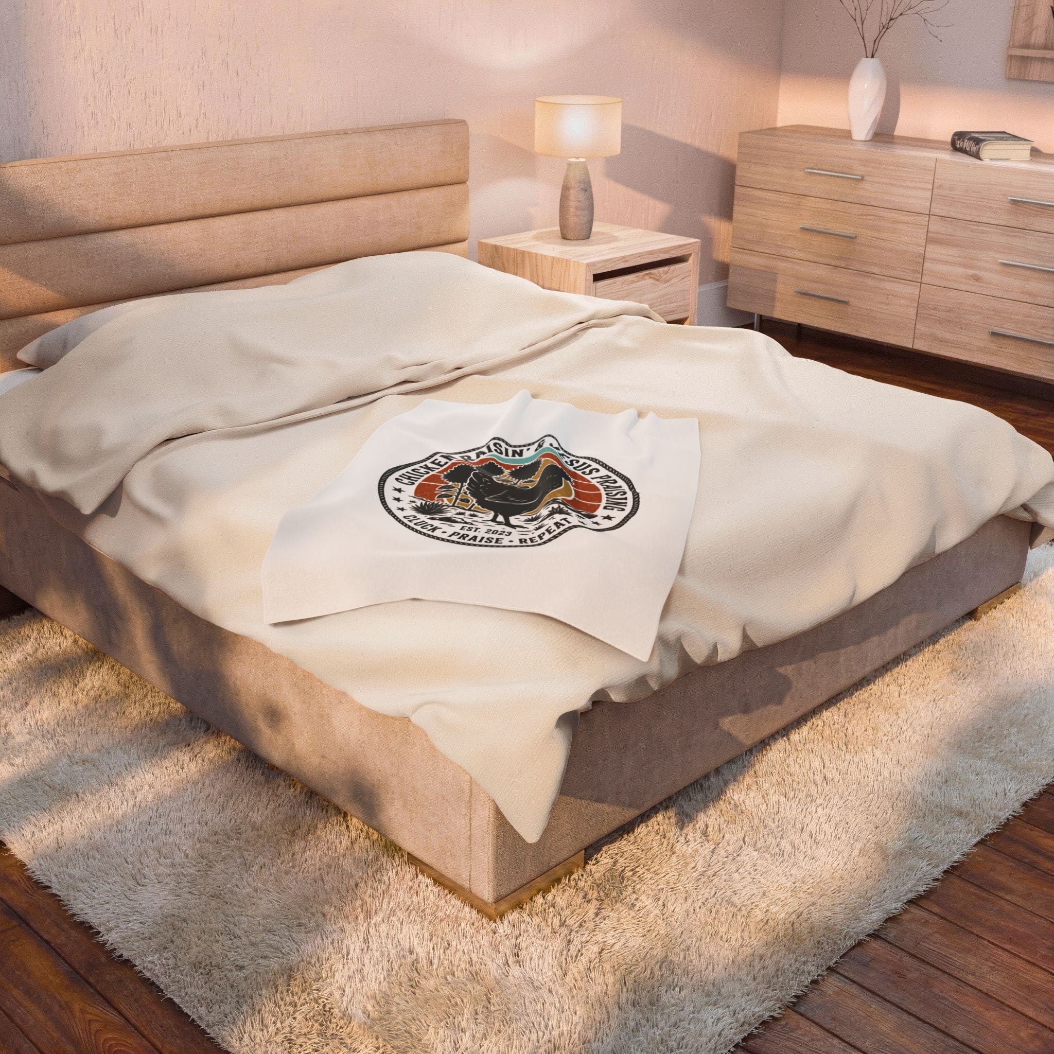 Chicken Raisin & Jesus Praising Velveteen Plush Blanket | Western Americana, Vintage Rodeo