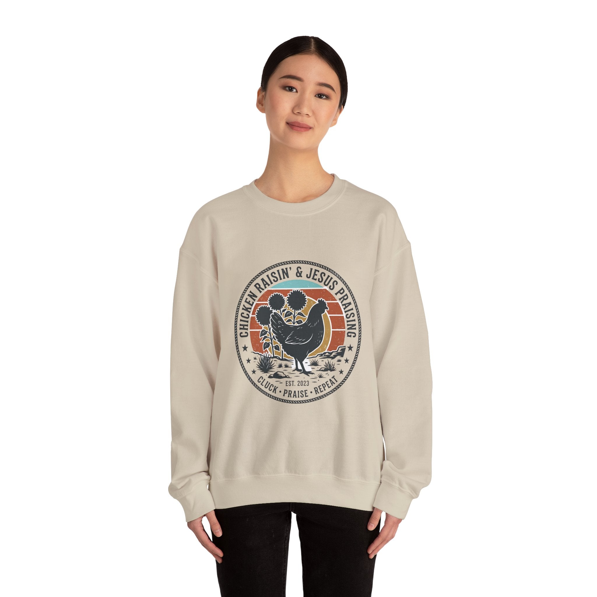 Chicken Raisin & Jesus Praisin Crewneck Sweatshirt | Western Americana, Vintage Rodeo