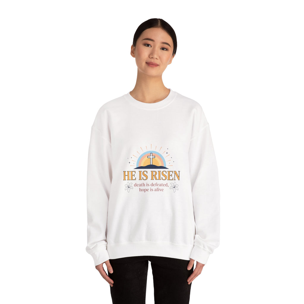 He Is Risen Crewneck Sweatshirt | Christian Easter, Resurrection Sweatshirt