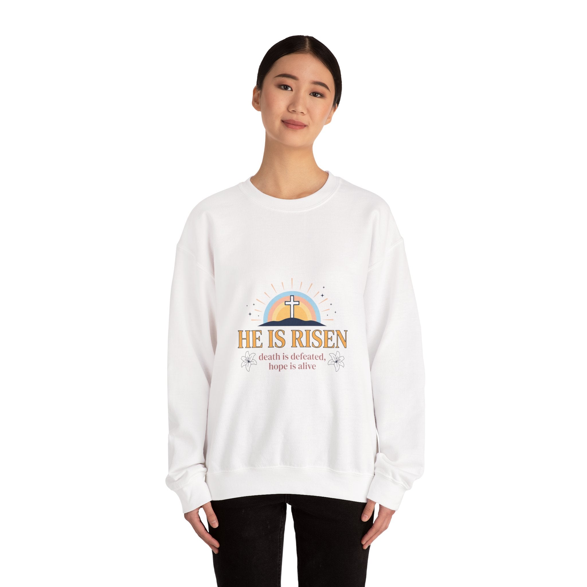 He Is Risen Crewneck Sweatshirt | Christian Easter, Resurrection Sweatshirt