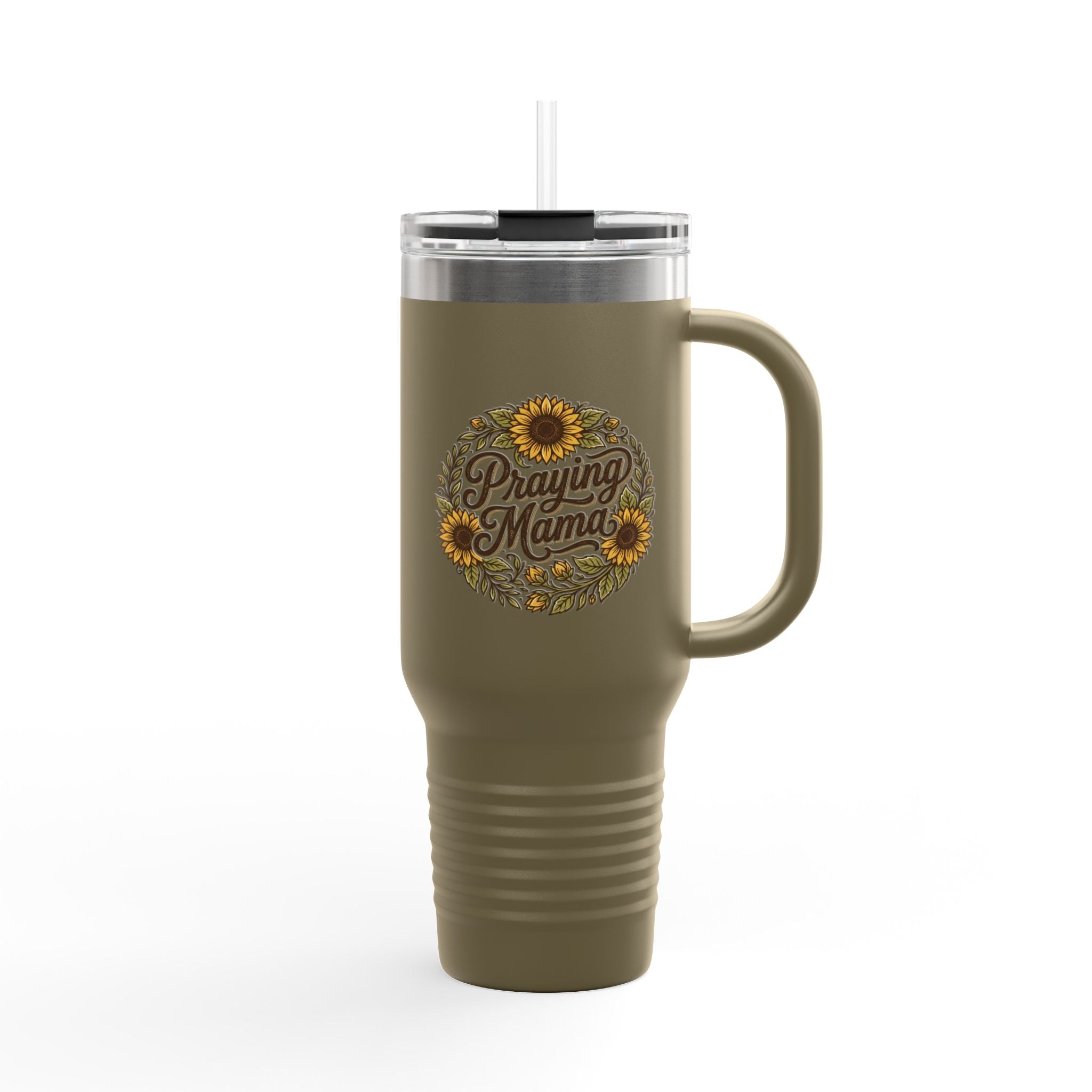 Praying Mama 40oz Insulated Travel Mug with Sunflower Design
