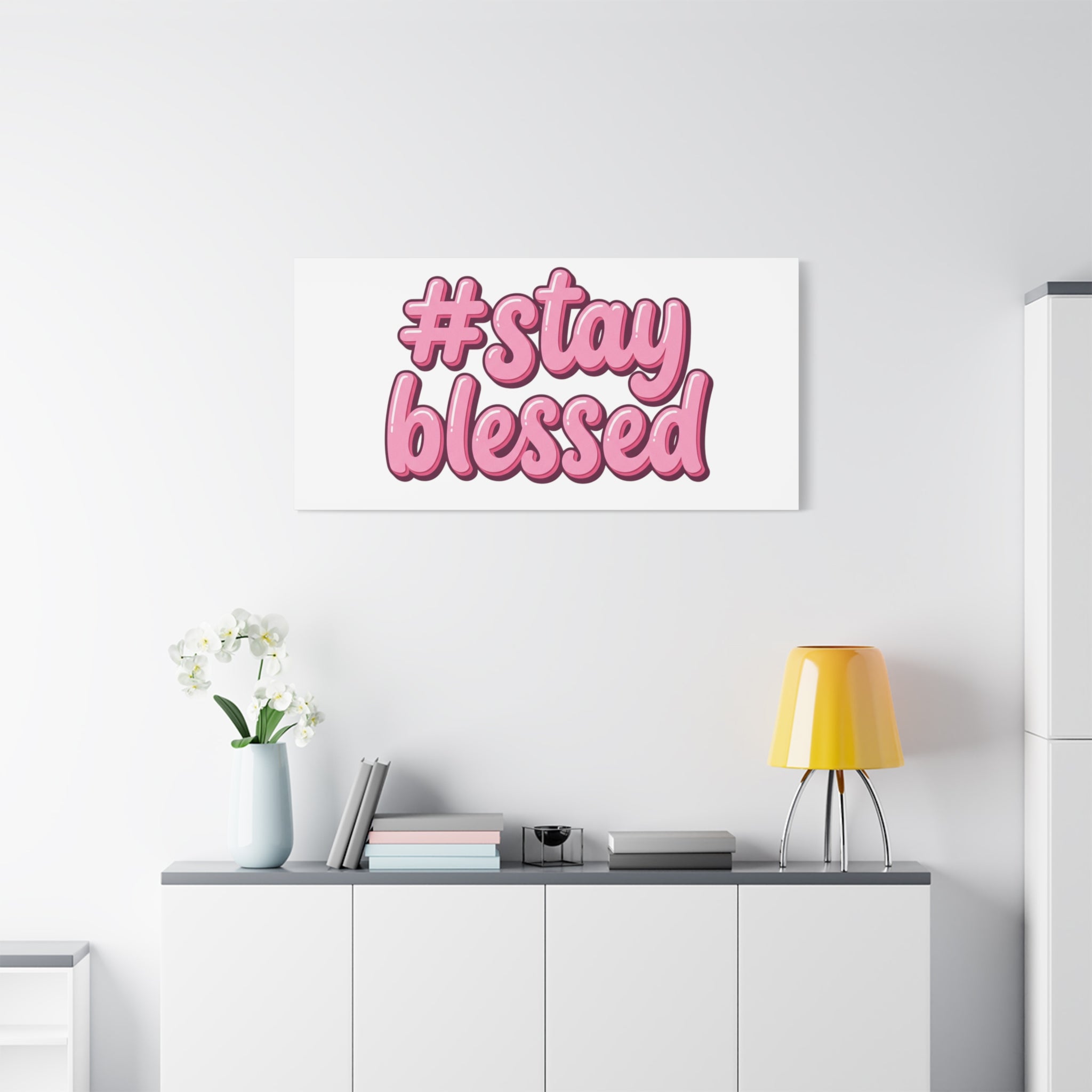 Stay Blessed Canvas, Christian Easter Scripture Wall Art | Pastel Faith Decor