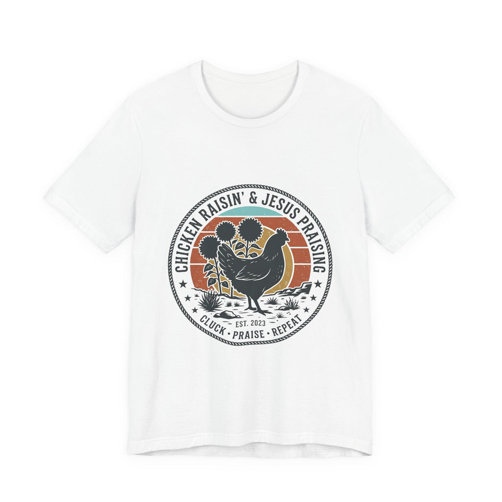 Chicken Raisin & Jesus Praisin Vintage Western T‑Shirt | Americana Cowboy Rodeo