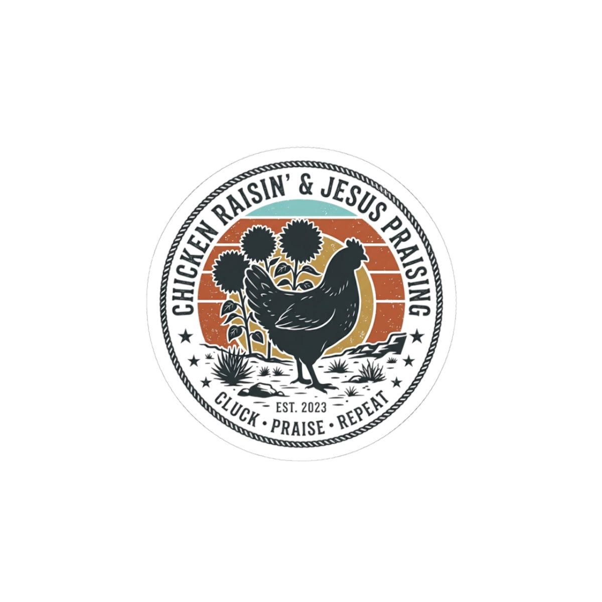 Chicken Raisin & Jesus Praisin Sticker | Western Americana, Vintage Ranch