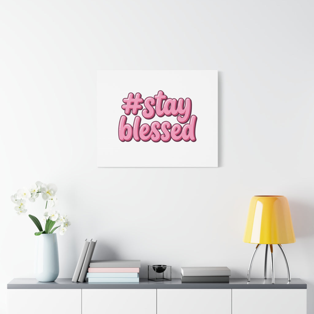 Stay Blessed Canvas, Christian Easter Scripture Wall Art | Pastel Faith Decor