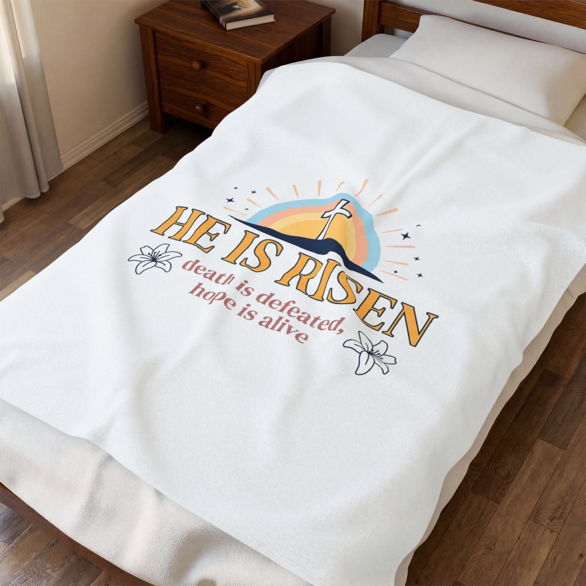 He Is Risen Velveteen Plush Blanket | Christian Easter, Resurrection