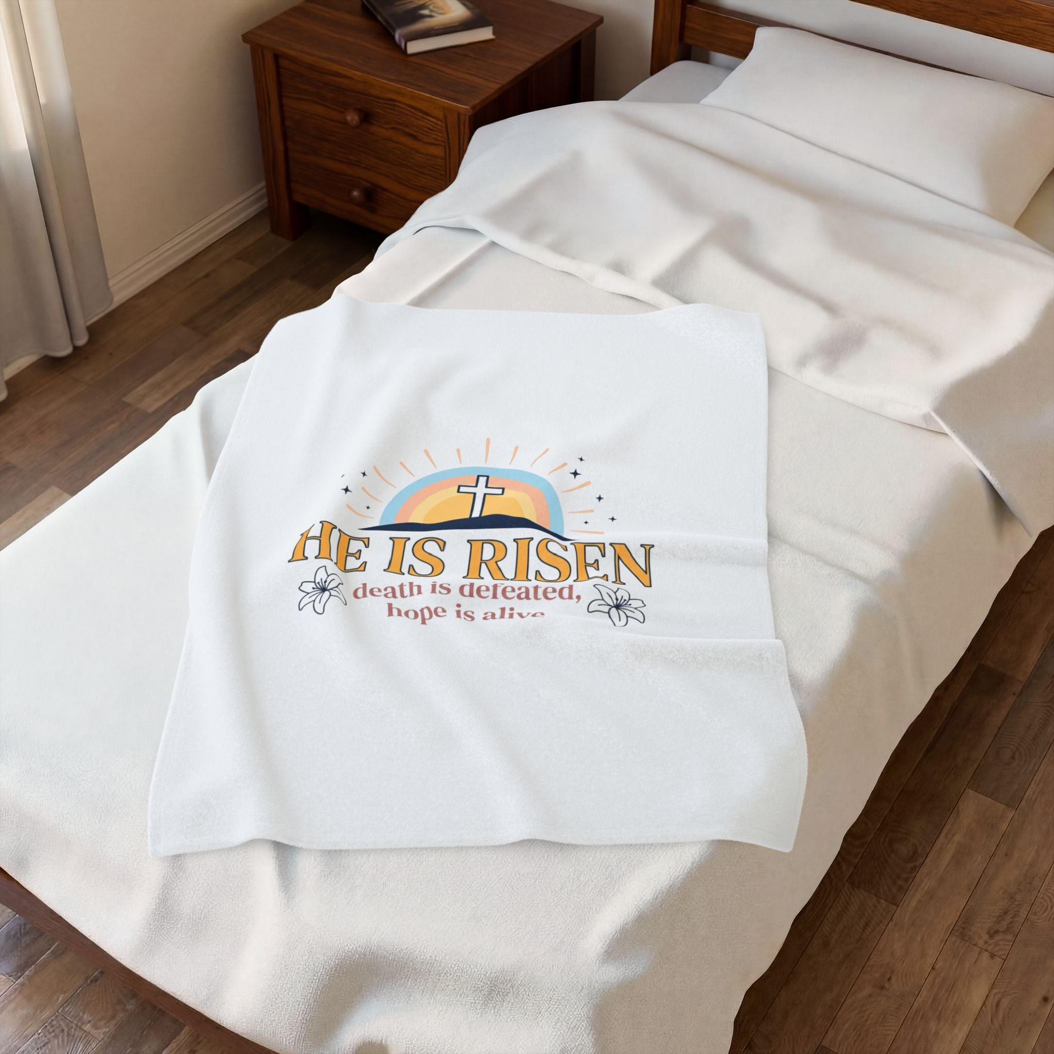 He Is Risen Velveteen Plush Blanket | Christian Easter, Resurrection