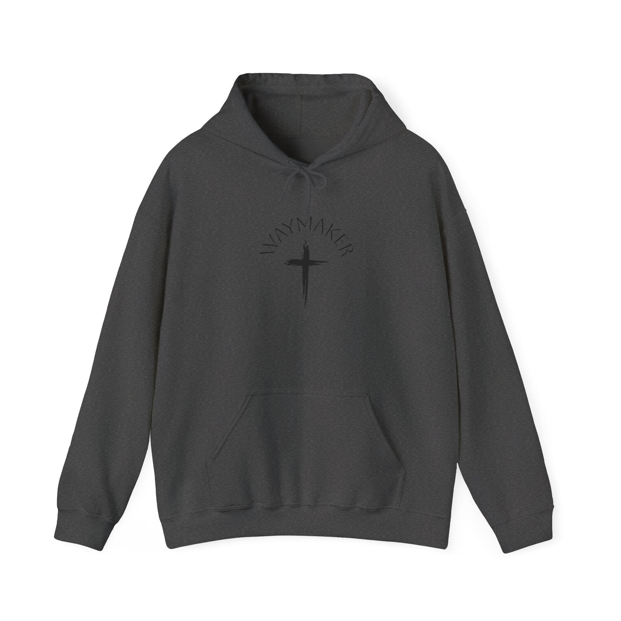 Faithmaker Cross Hoodie — Minimal Christian Graphic Sweatshirt