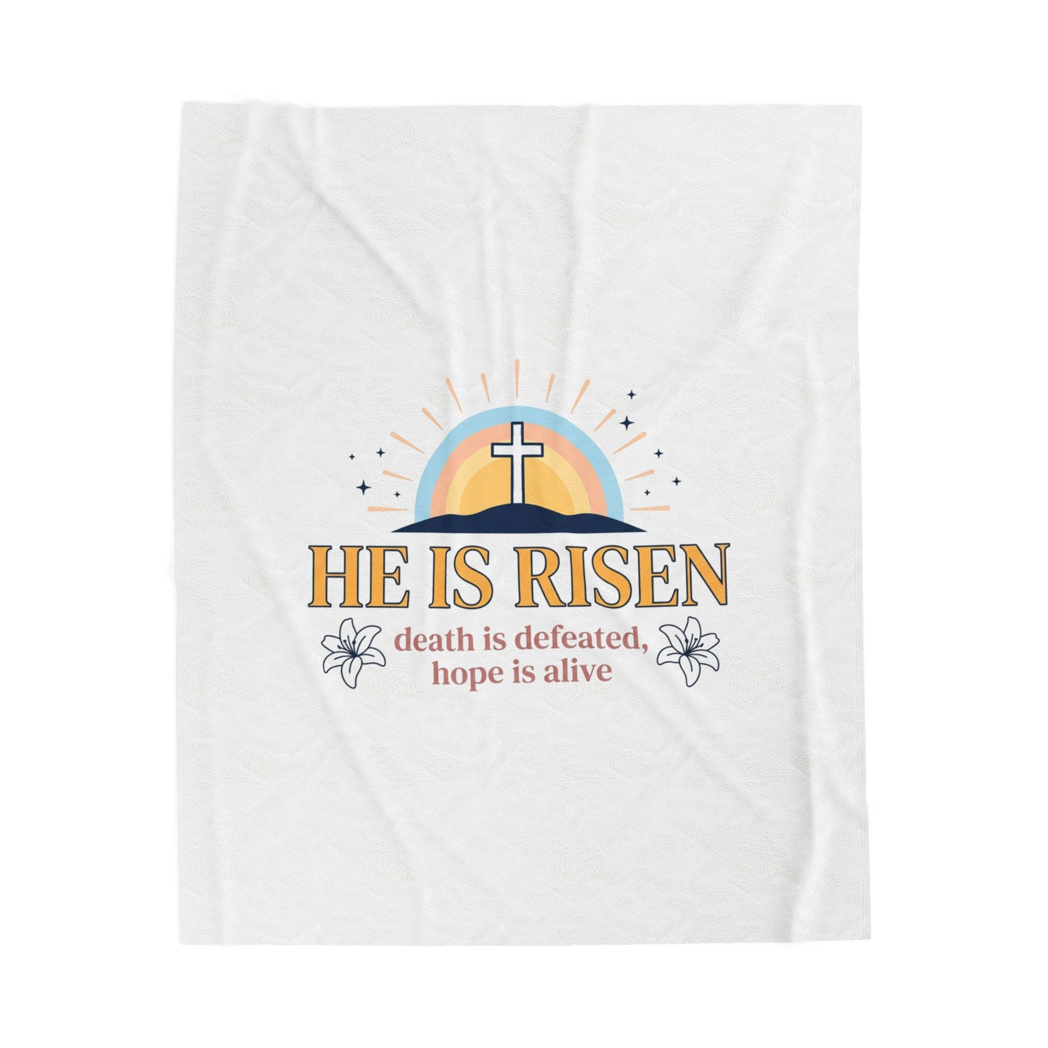 He Is Risen Velveteen Plush Blanket | Christian Easter, Resurrection