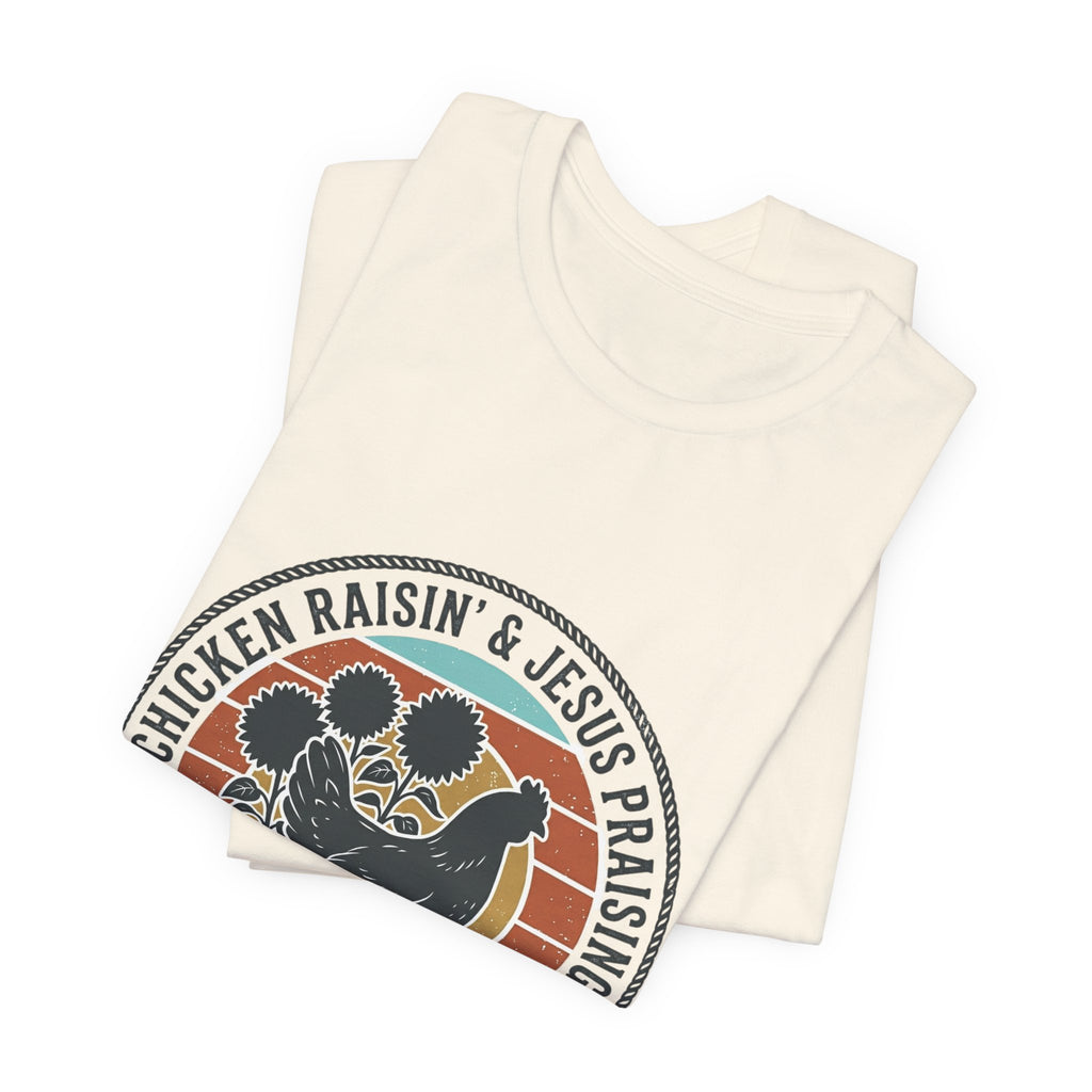 Chicken Raisin & Jesus Praisin Vintage Western T‑Shirt | Americana Cowboy Rodeo