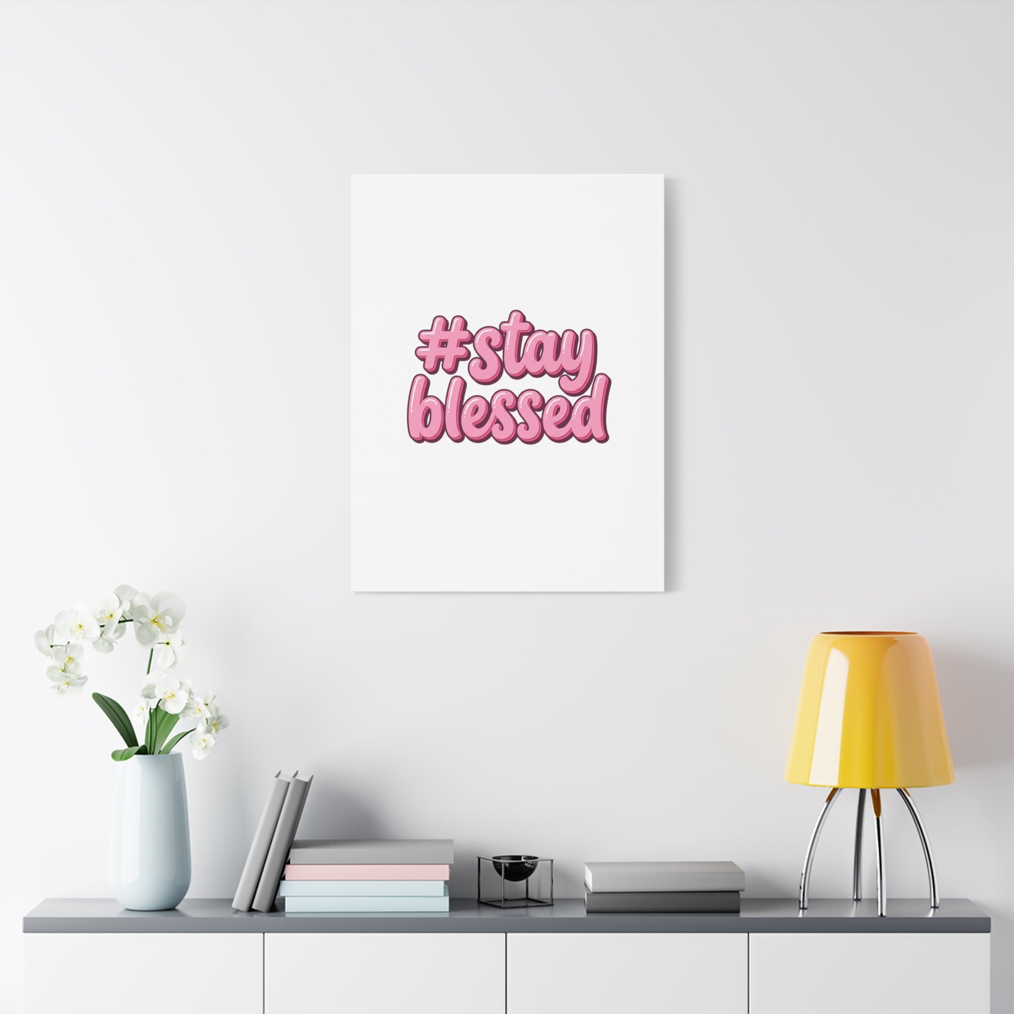 Stay Blessed Canvas, Christian Easter Scripture Wall Art | Pastel Faith Decor