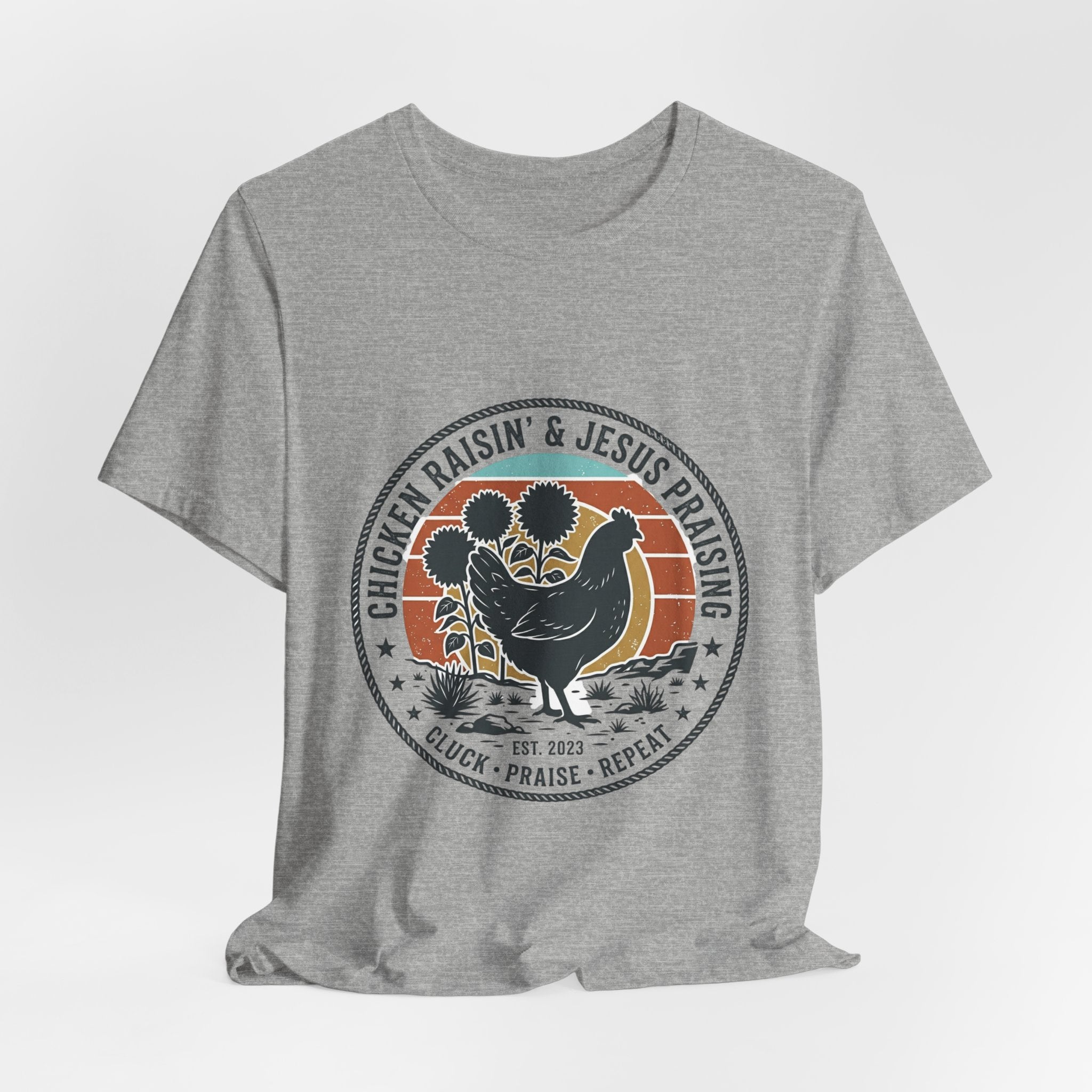 Chicken Raisin & Jesus Praisin Vintage Western T‑Shirt | Americana Cowboy Rodeo