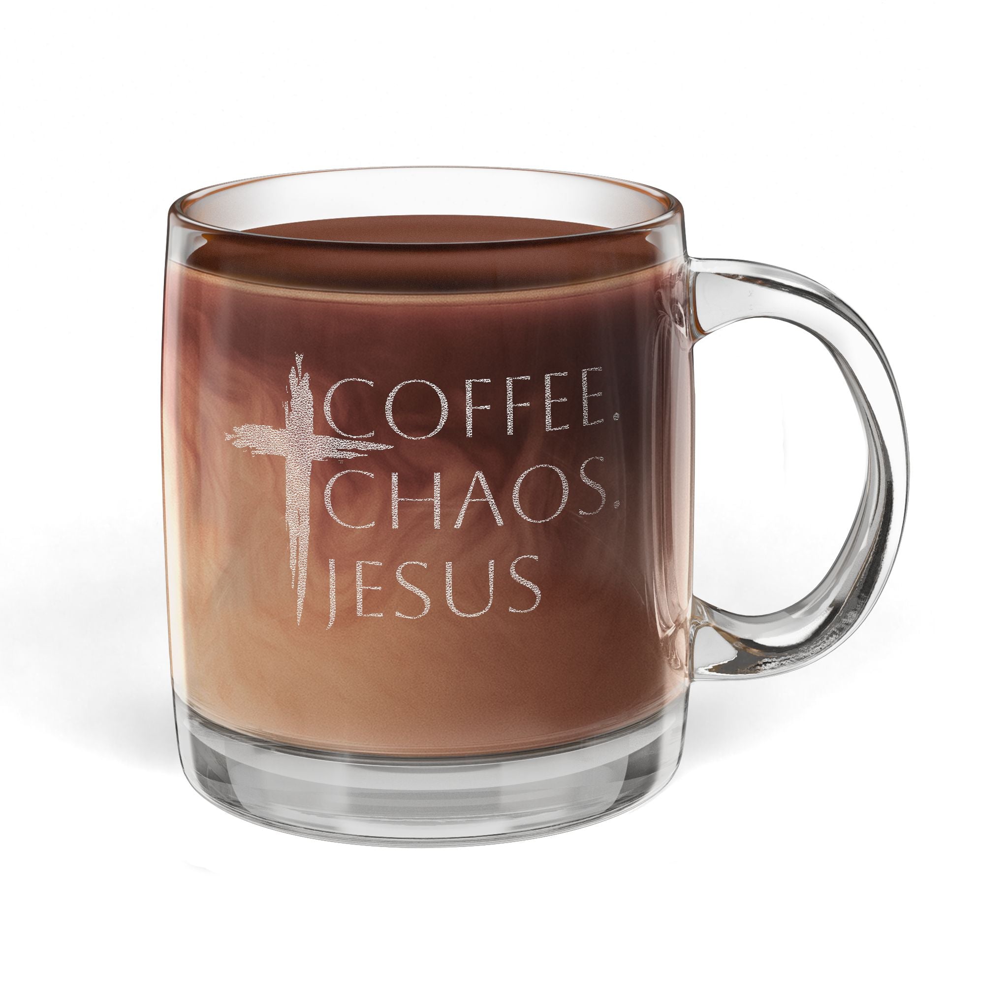 Engraved Glass Coffee Mug — 12.25 oz Clear Personalized Drinkware
