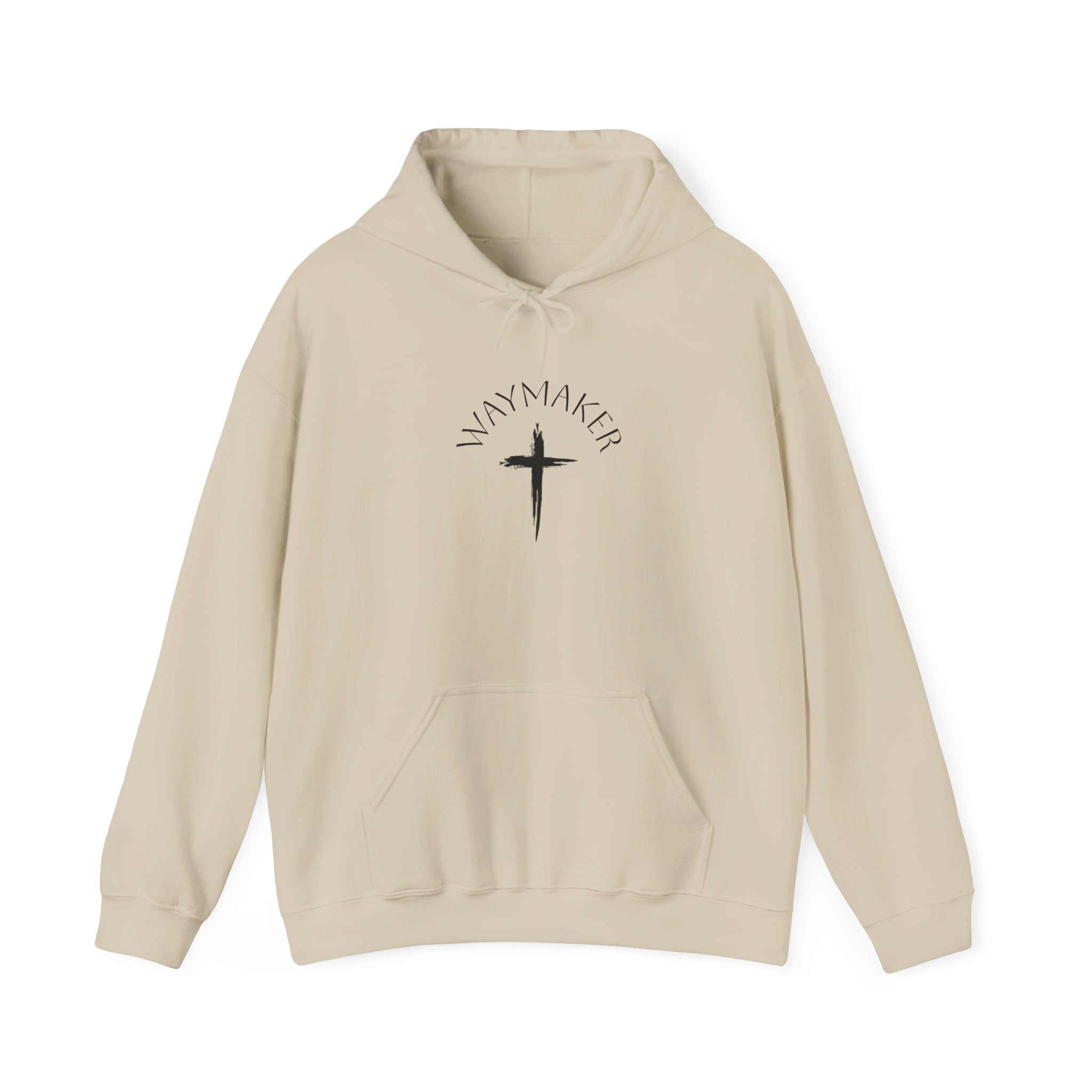 Faithmaker Cross Hoodie — Minimal Christian Graphic Sweatshirt
