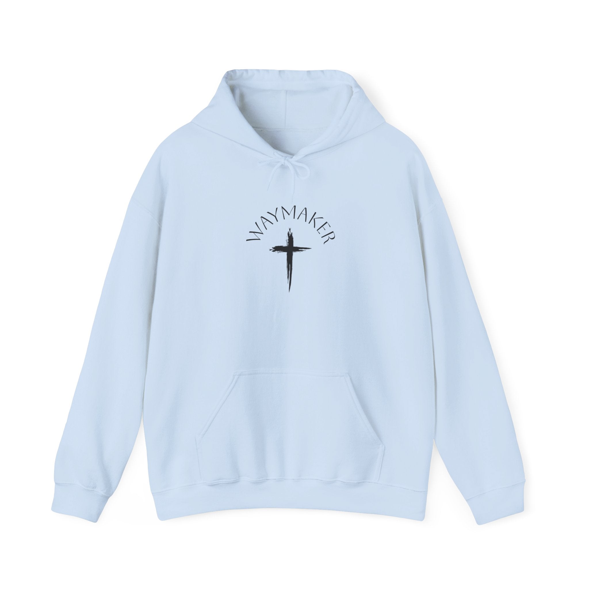 Faithmaker Cross Hoodie — Minimal Christian Graphic Sweatshirt