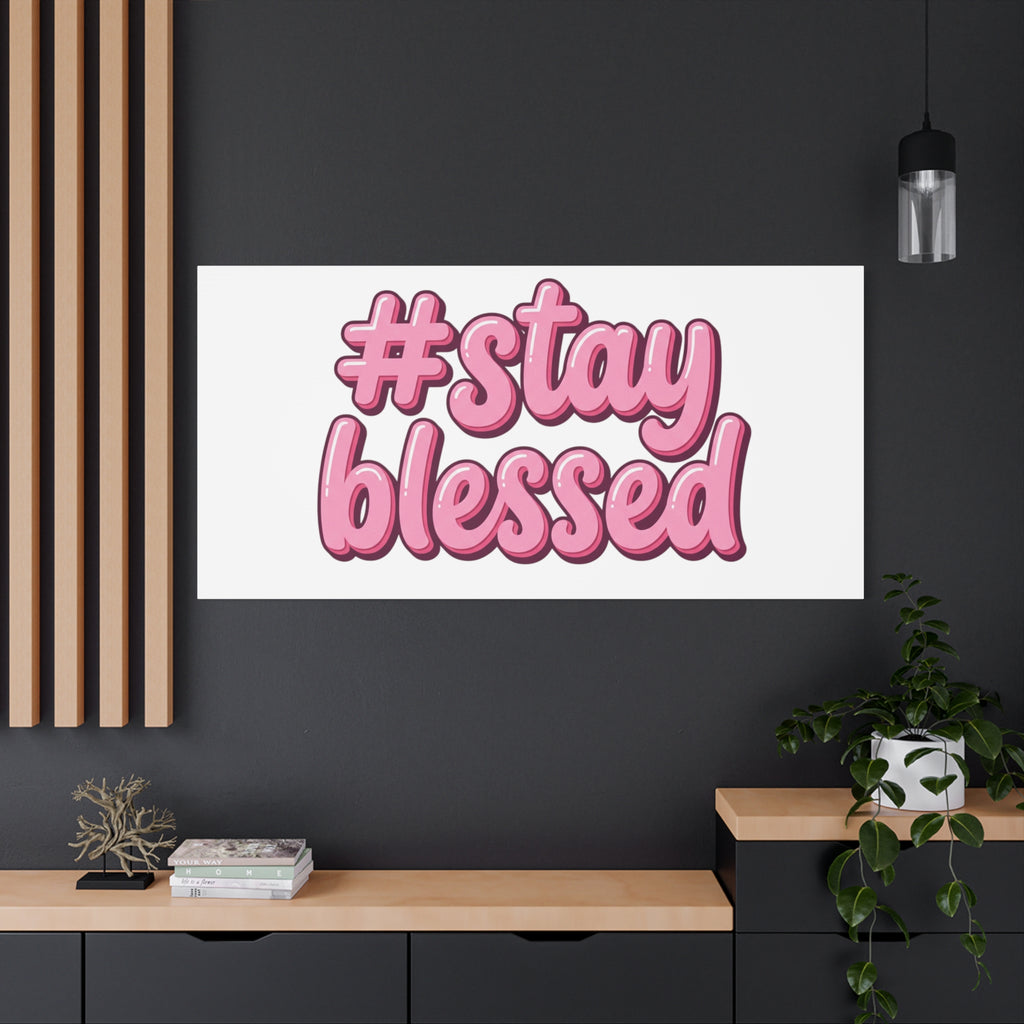 Stay Blessed Canvas, Christian Easter Scripture Wall Art | Pastel Faith Decor
