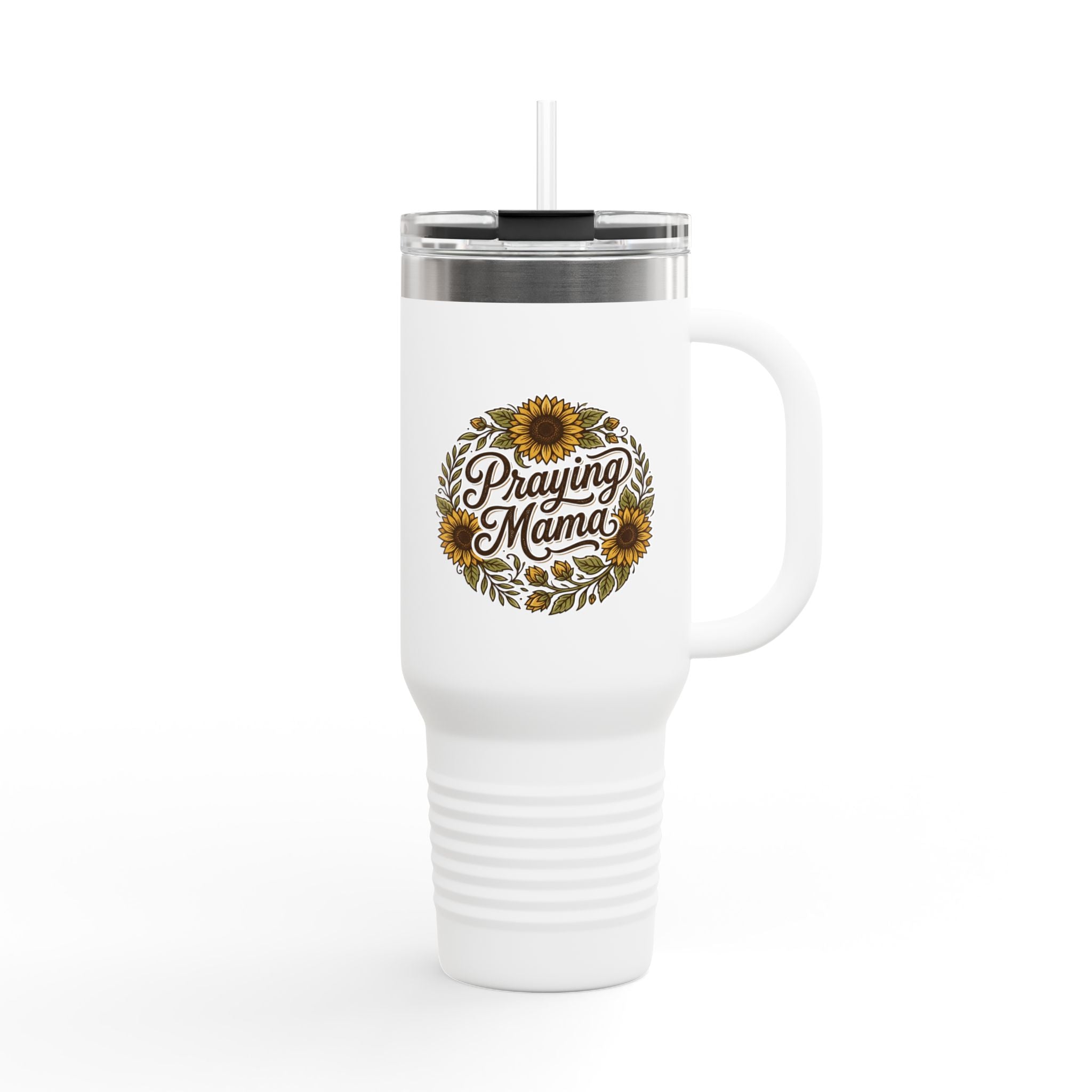 Praying Mama 40oz Insulated Travel Mug with Sunflower Design