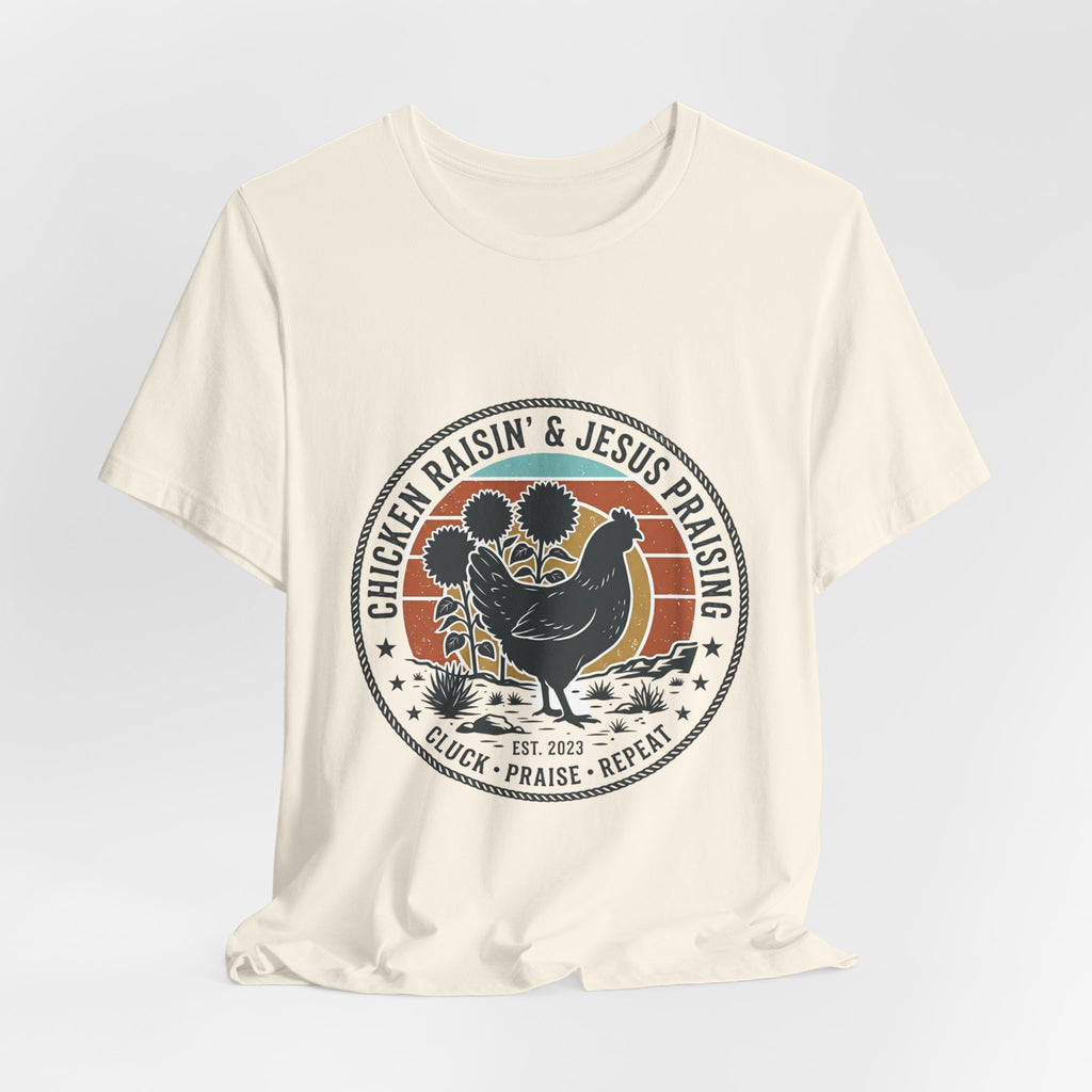 Chicken Raisin & Jesus Praisin Vintage Western T‑Shirt | Americana Cowboy Rodeo