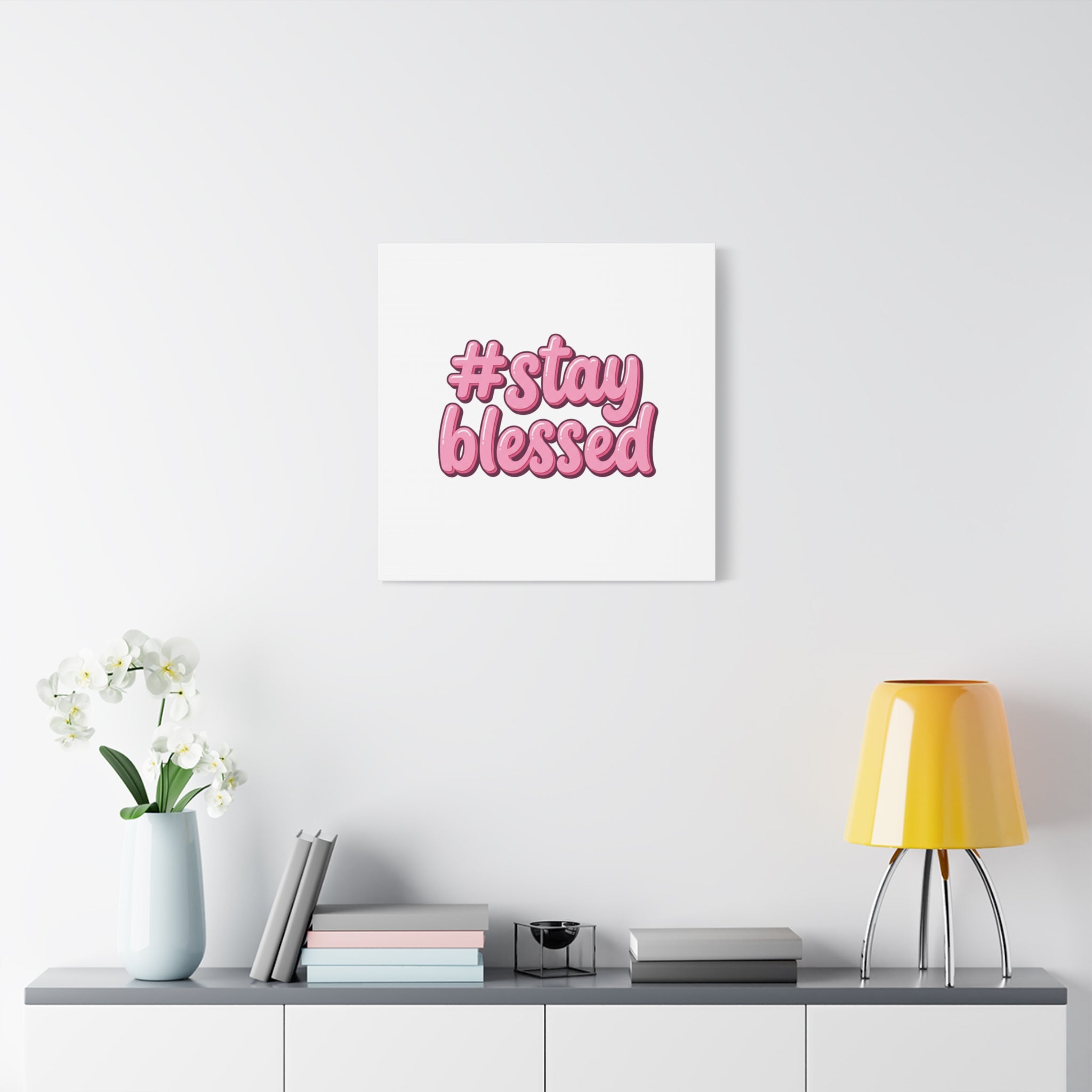 Stay Blessed Canvas, Christian Easter Scripture Wall Art | Pastel Faith Decor