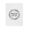 Mom Life God-Led Velveteen Plush Blanket | Minimal Typographic Mom
