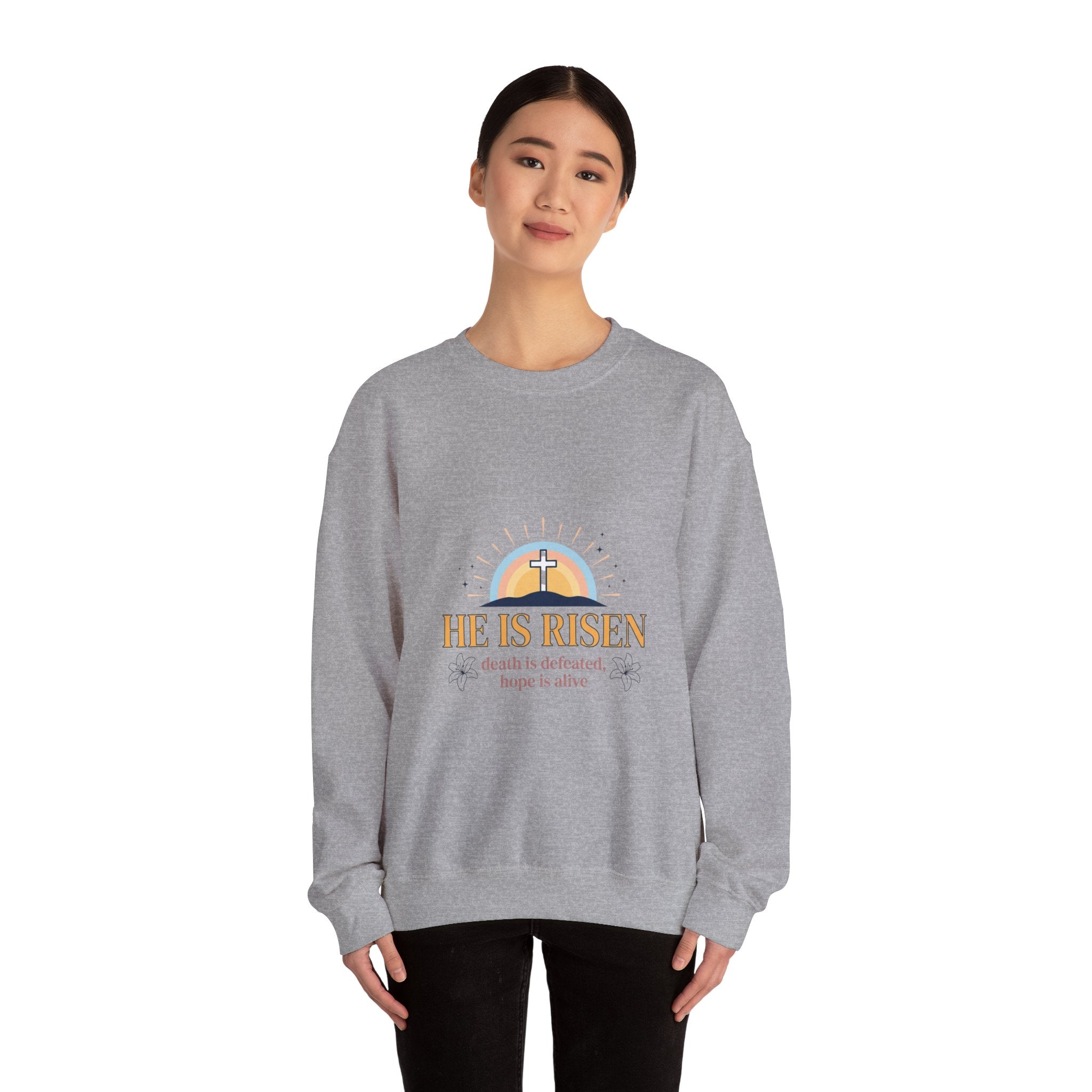 He Is Risen Crewneck Sweatshirt | Christian Easter, Resurrection Sweatshirt