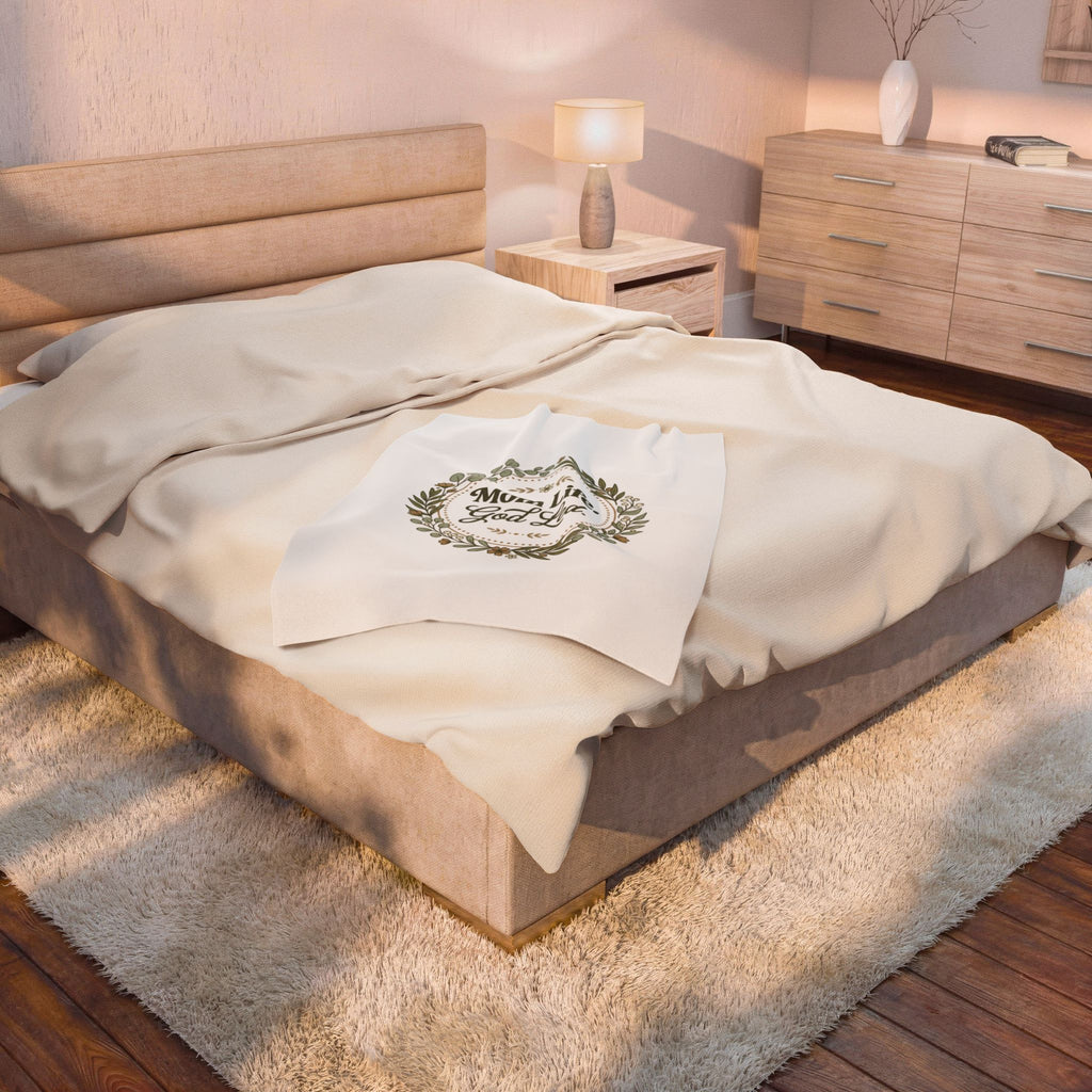 Mom Life God-Led Velveteen Plush Blanket | Minimal Typographic Mom