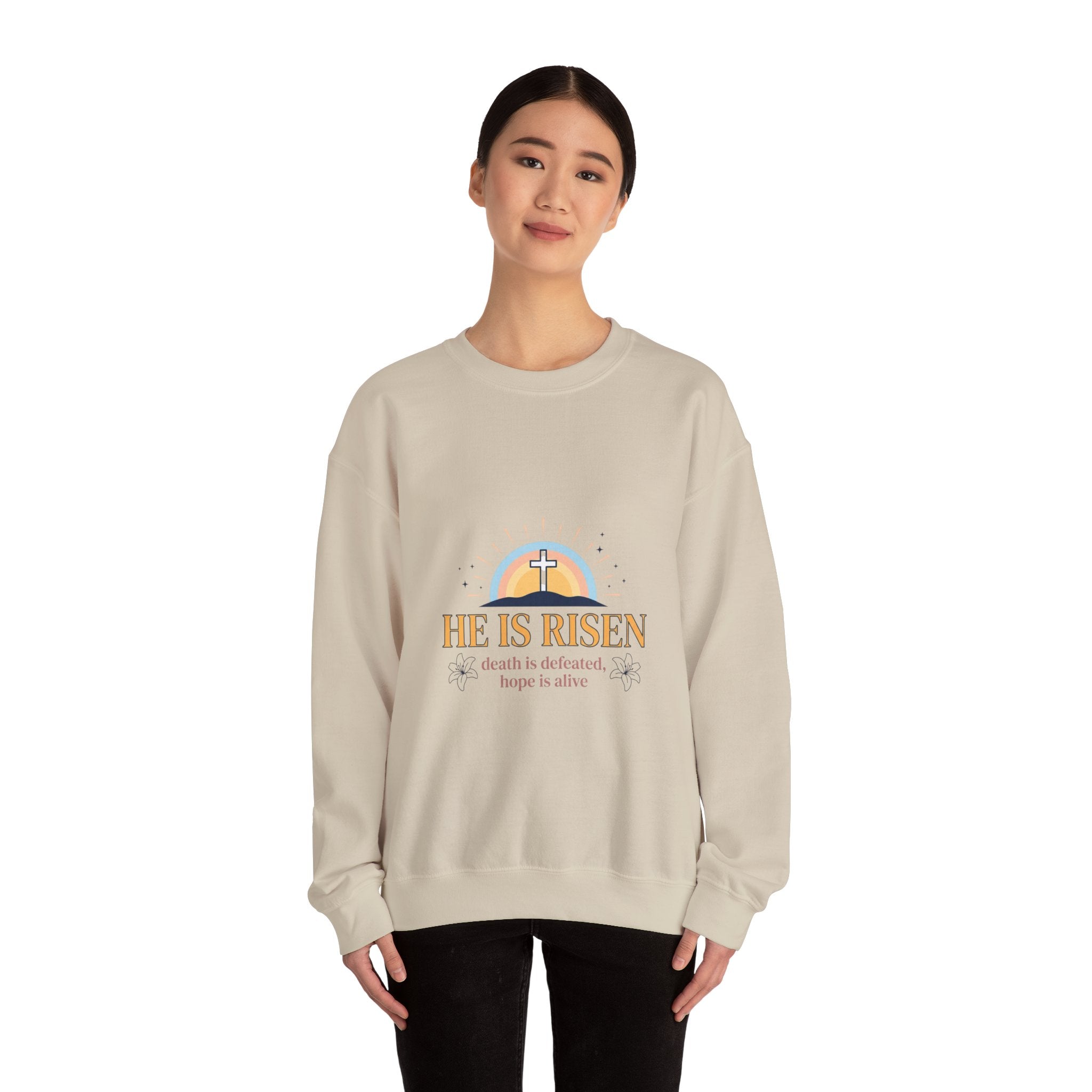 He Is Risen Crewneck Sweatshirt | Christian Easter, Resurrection Sweatshirt