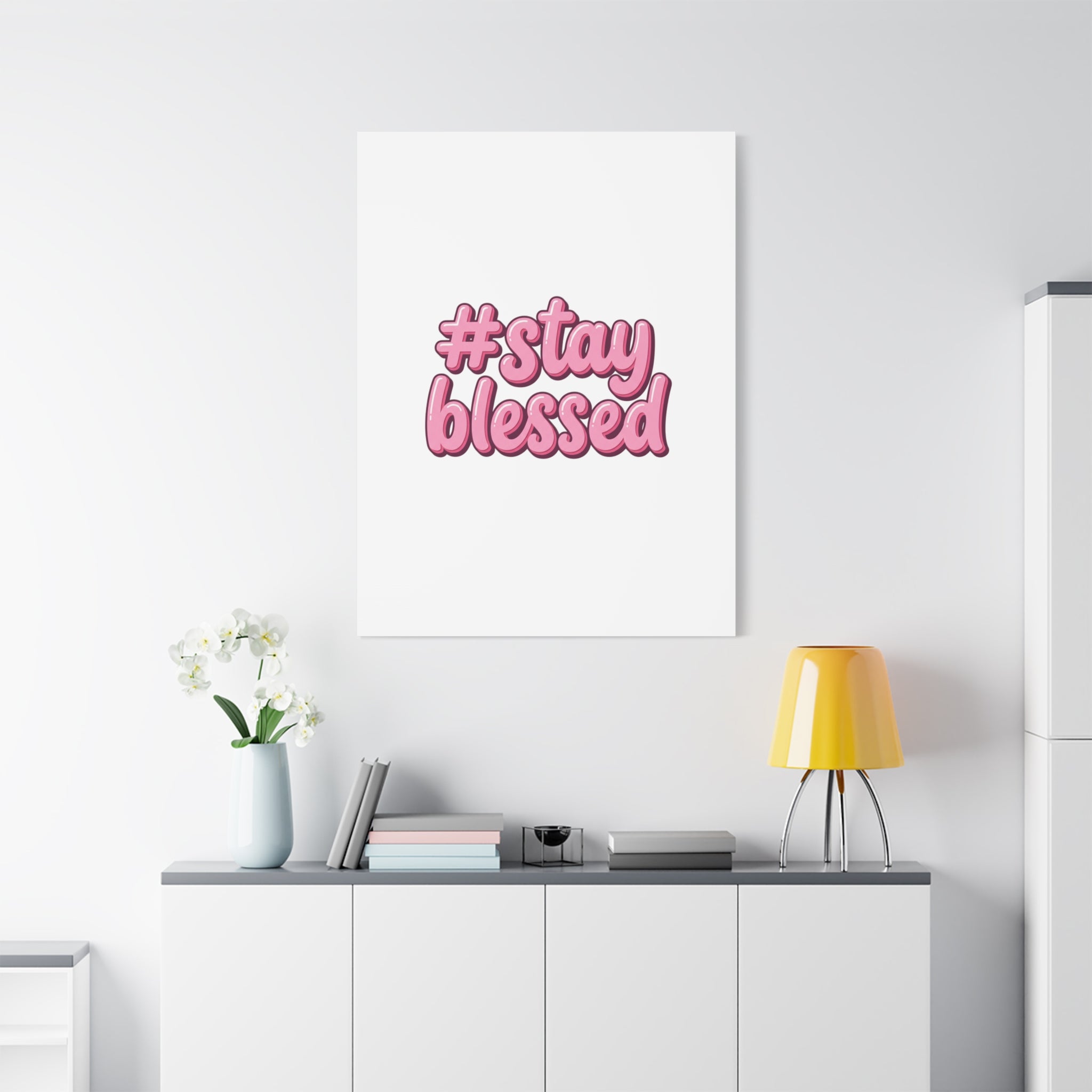 Stay Blessed Canvas, Christian Easter Scripture Wall Art | Pastel Faith Decor