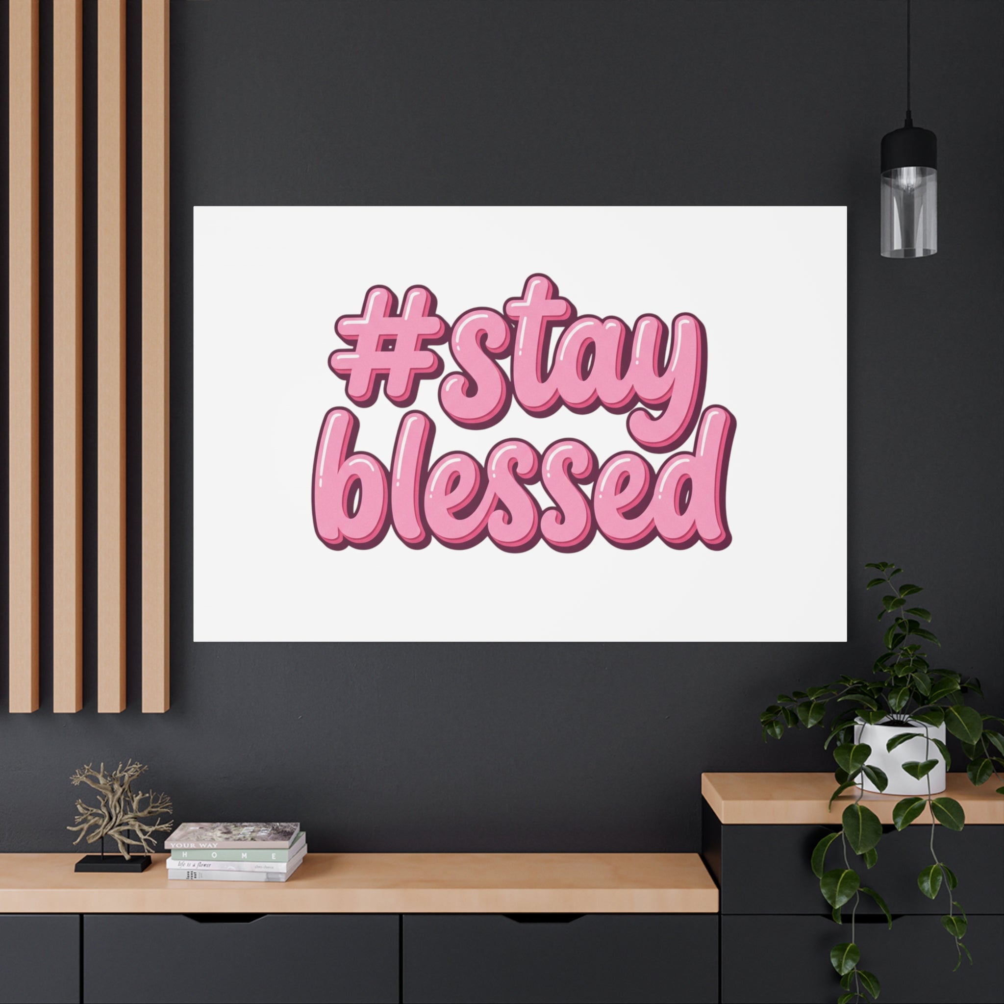 Stay Blessed Canvas, Christian Easter Scripture Wall Art | Pastel Faith Decor