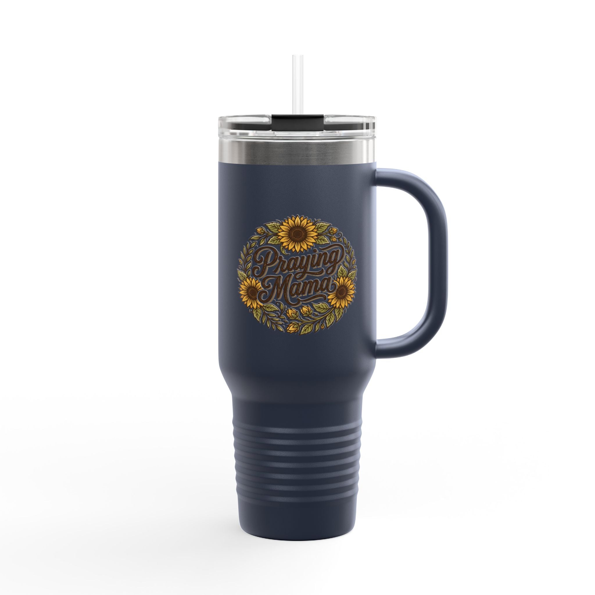 Praying Mama 40oz Insulated Travel Mug with Sunflower Design
