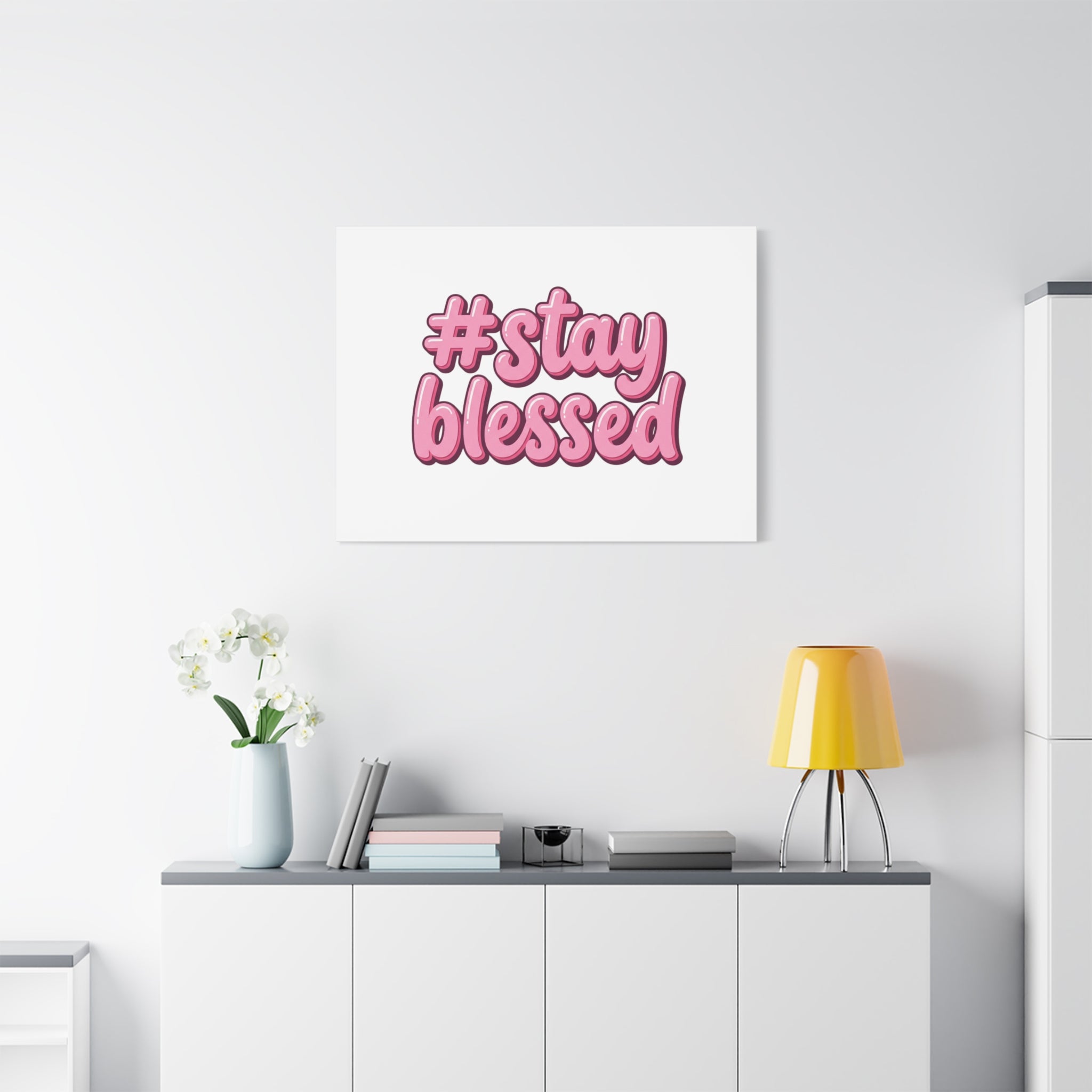 Stay Blessed Canvas, Christian Easter Scripture Wall Art | Pastel Faith Decor