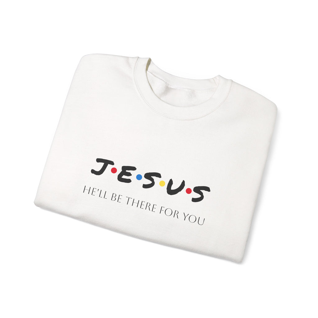 Christian Crewneck Sweatshirt — "J E S U S" Retro Dot Design (He’ll Be There For You)