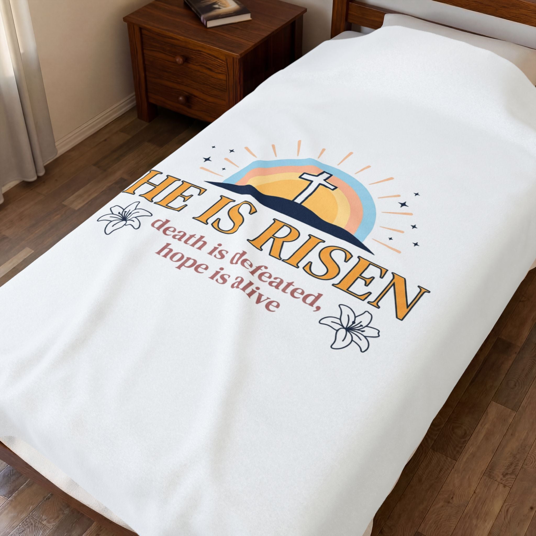 He Is Risen Velveteen Plush Blanket | Christian Easter, Resurrection