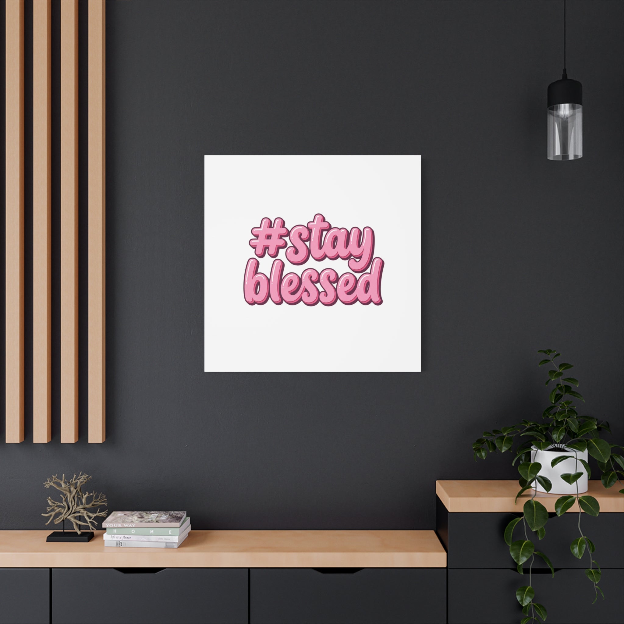 Stay Blessed Canvas, Christian Easter Scripture Wall Art | Pastel Faith Decor