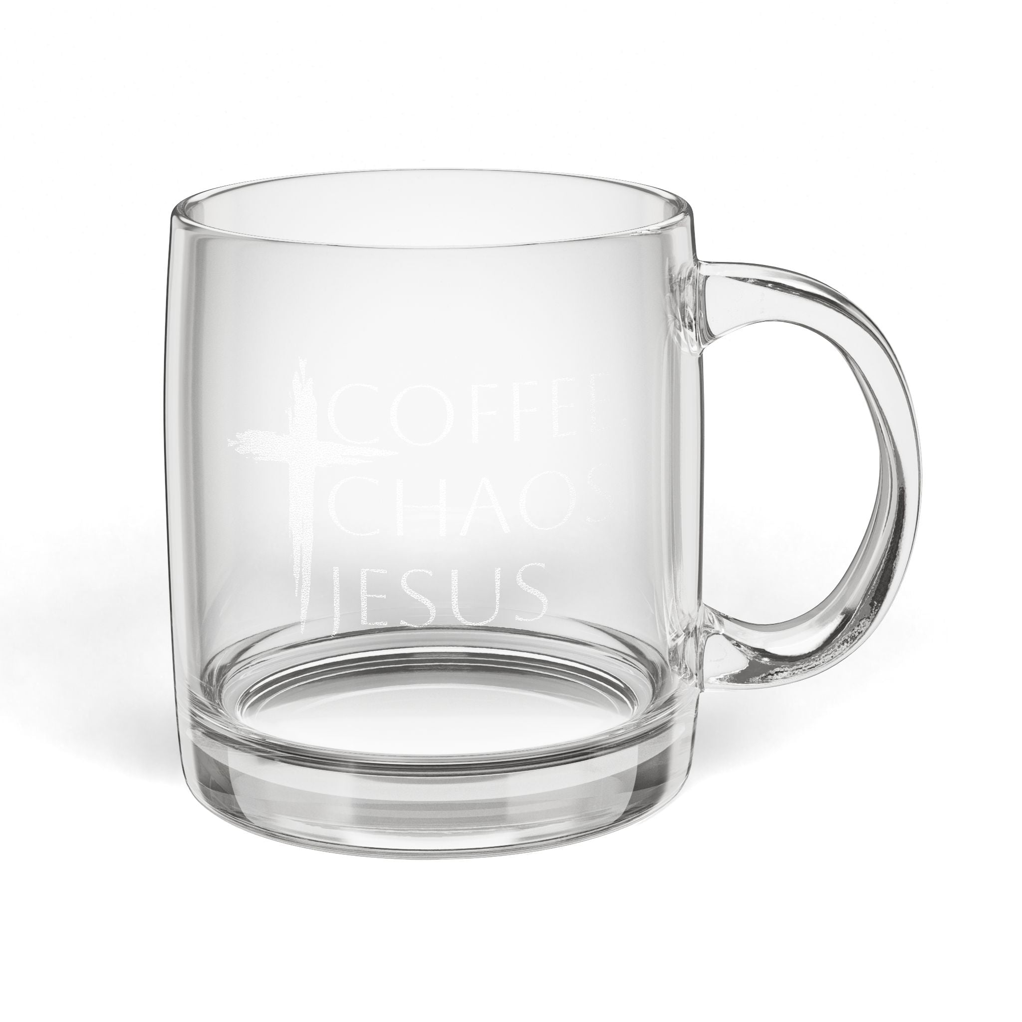 Engraved Glass Coffee Mug — 12.25 oz Clear Personalized Drinkware