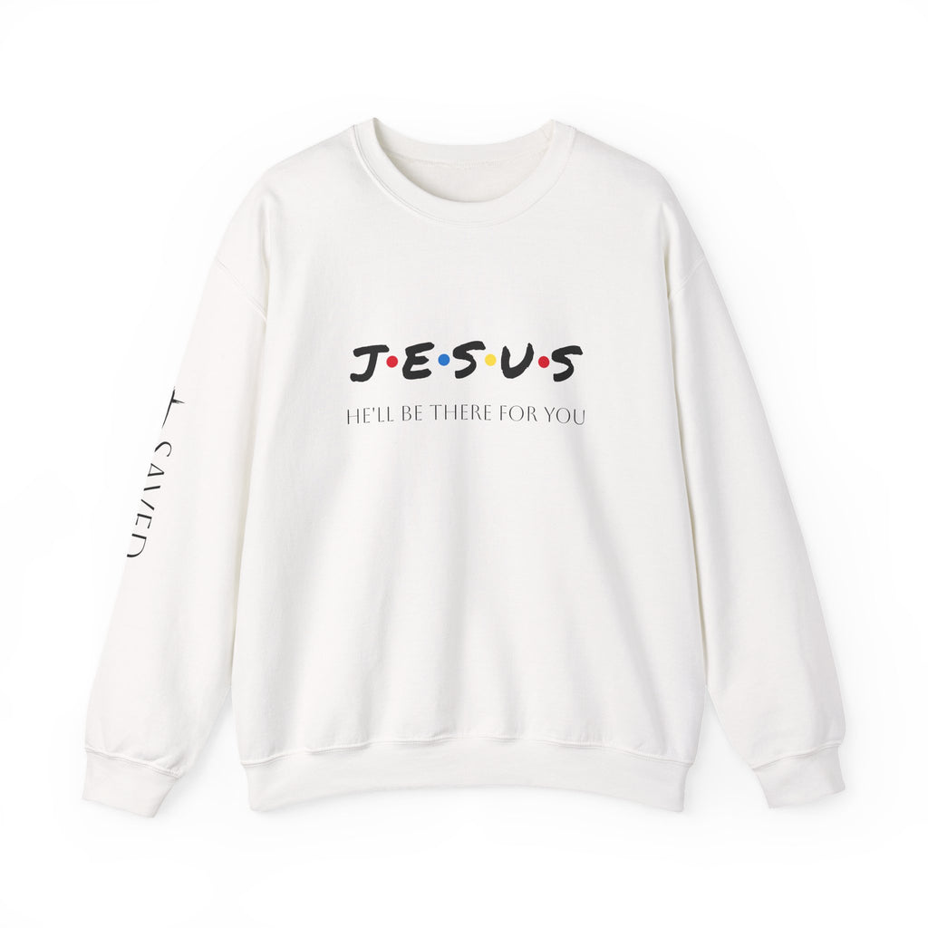 Christian Crewneck Sweatshirt — "J E S U S" Retro Dot Design (He’ll Be There For You)