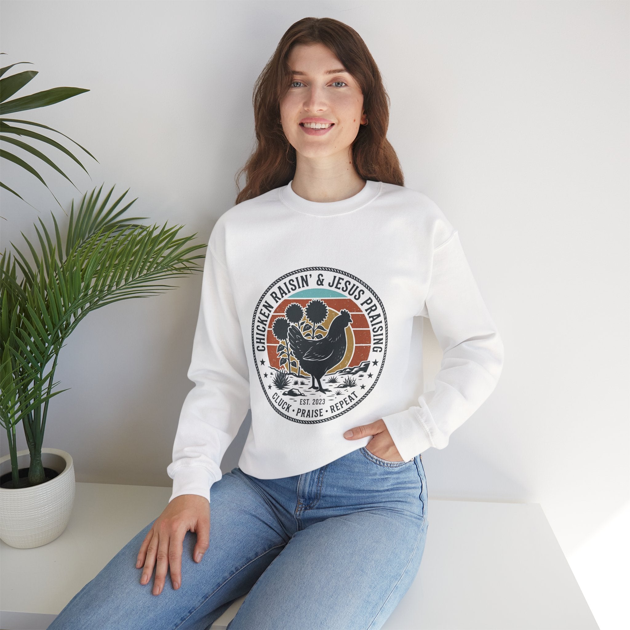 Chicken Raisin & Jesus Praisin Crewneck Sweatshirt | Western Americana, Vintage Rodeo